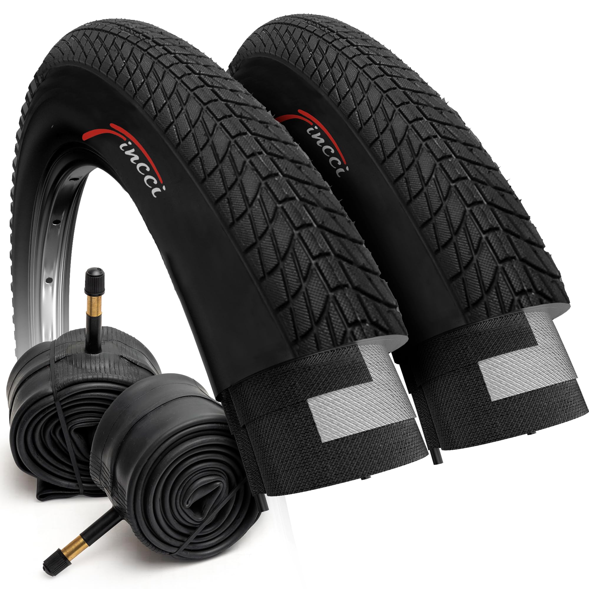 Fincci Set 2 Copertoni 20x1.75 e 2 Camere d'Aria Schrader