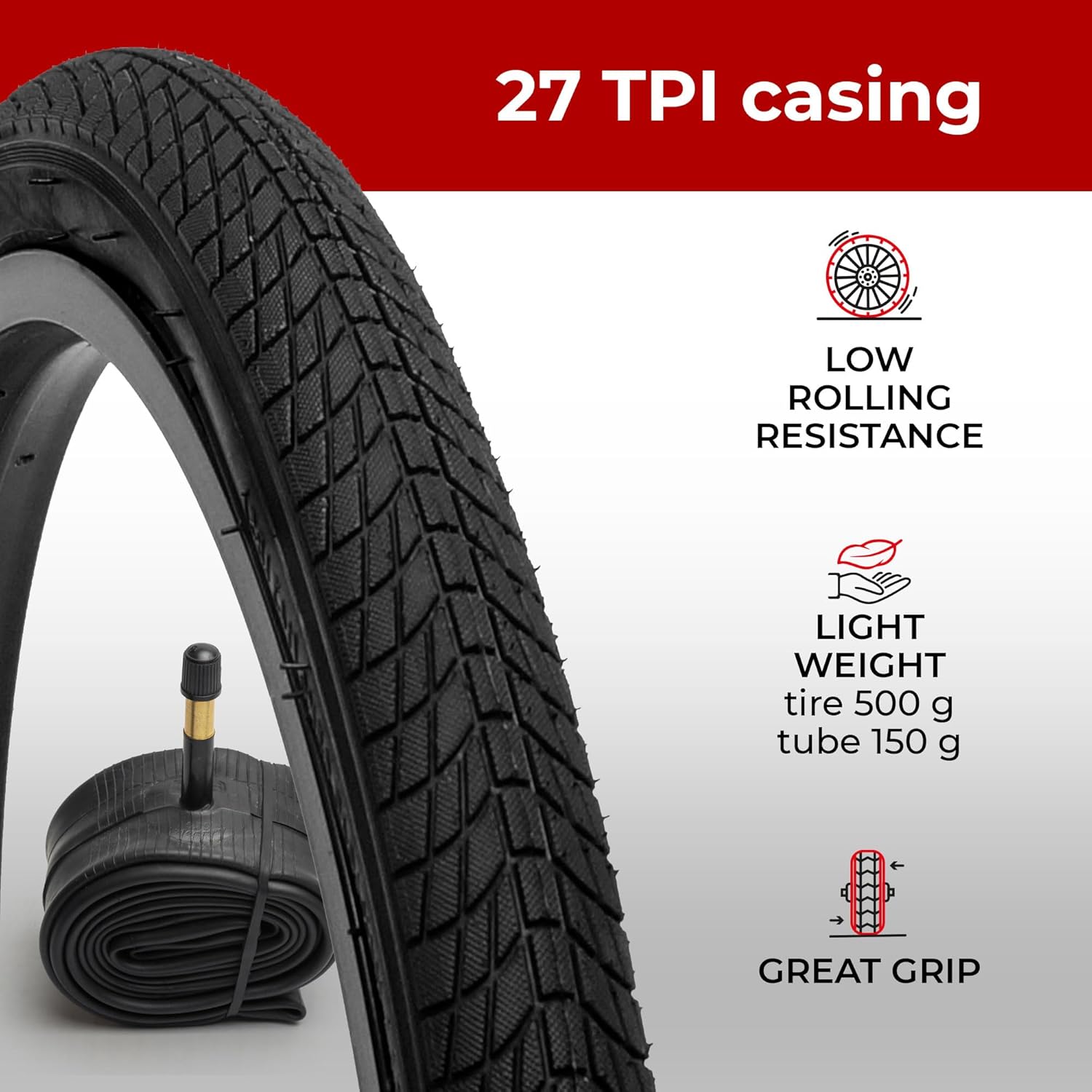 Fincci Set 2 Copertoni 20x1.75 e 2 Camere d'Aria Schrader - immagine 5