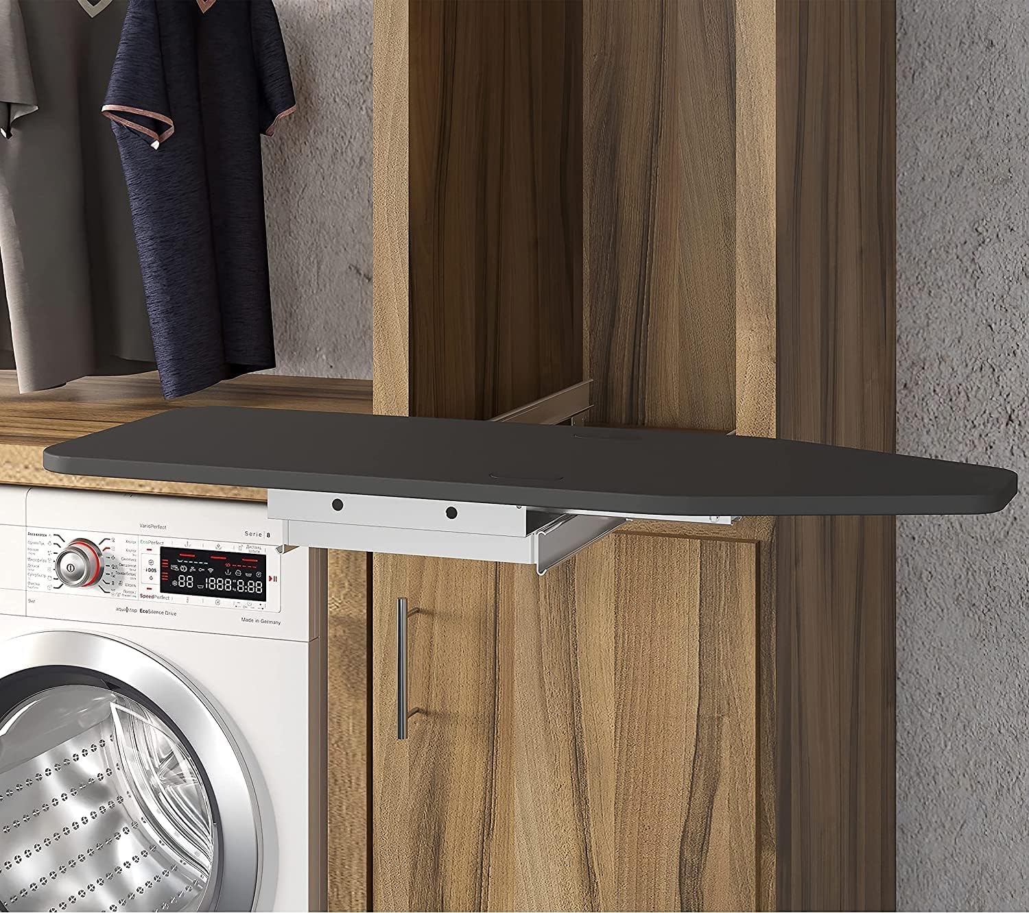 Emuca Asse da Stiro Pieghevole ed Estraibile, Grigio - immagine 3