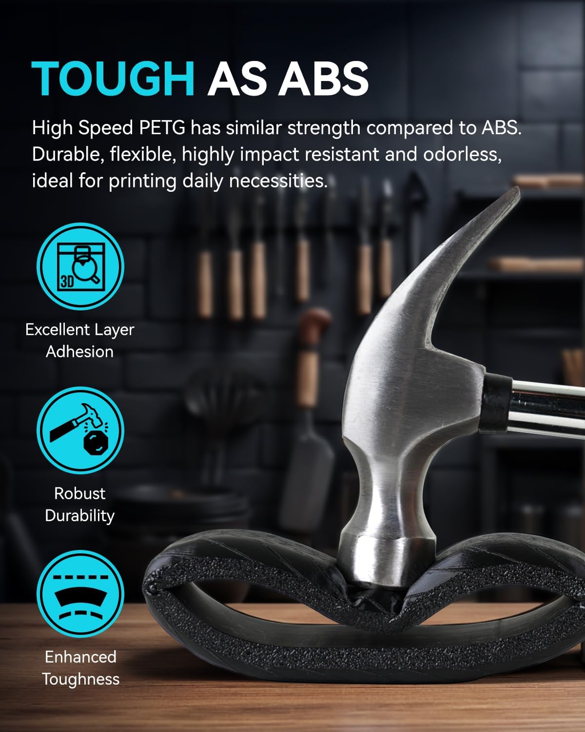 Sunlu 2KG Filamento PETG 3D Rapido 1.75mm, Nero - immagine 4