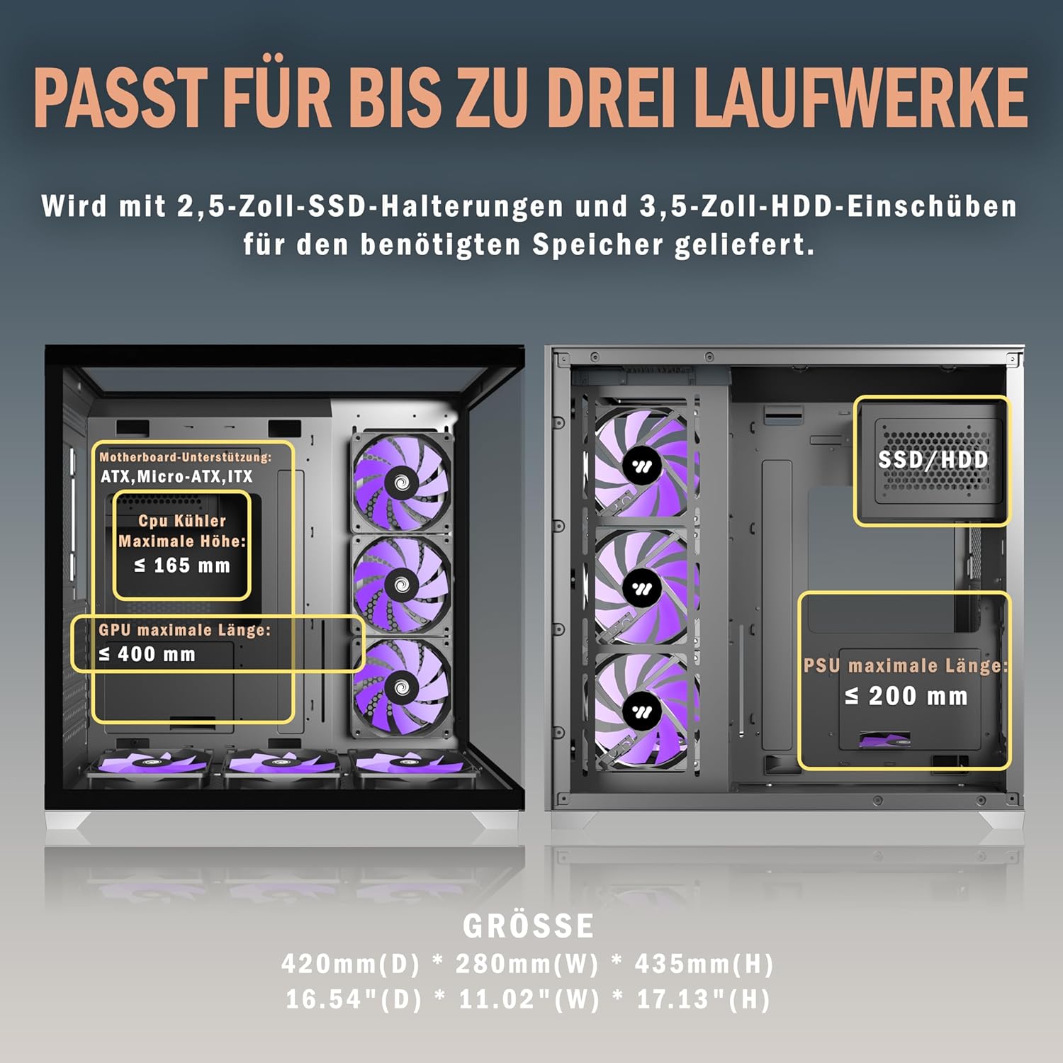 Ansaite Case PC Mid Tower Gaming con 6 Ventole ARGB - immagine 7