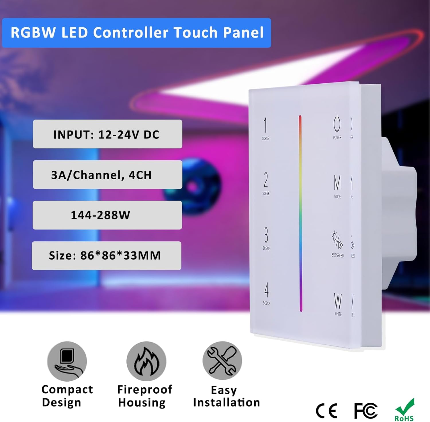 Joylit RGBW LED Controller a Parete Touch - immagine 2
