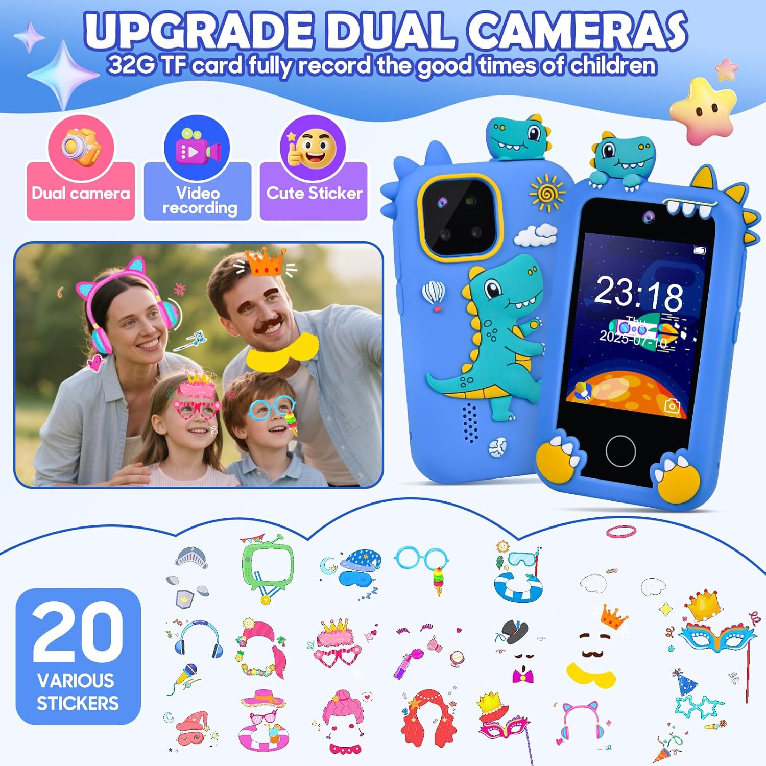 Smartphone Giocattolo per Bambini 2.8", Blu - immagine 3