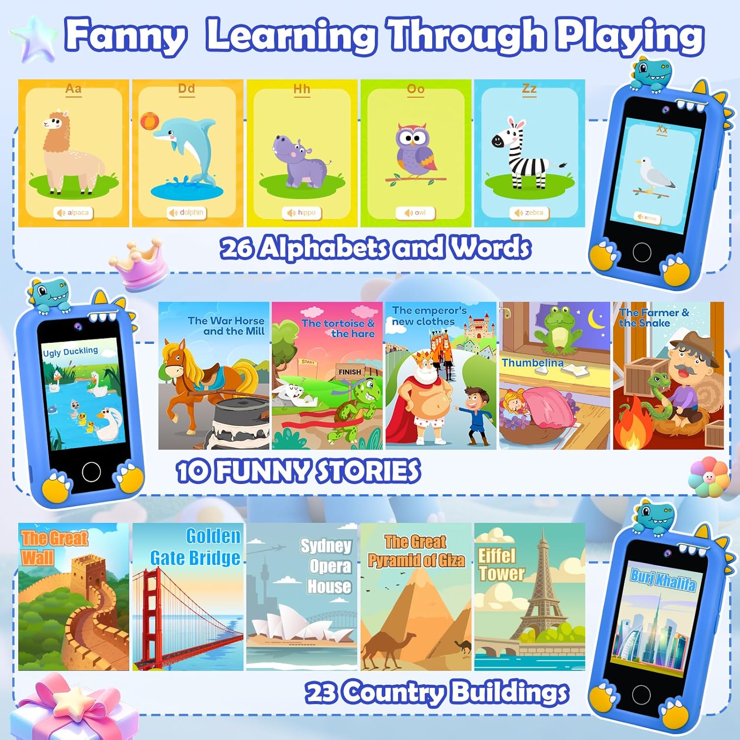 Smartphone Giocattolo per Bambini 2.8", Blu - immagine 5