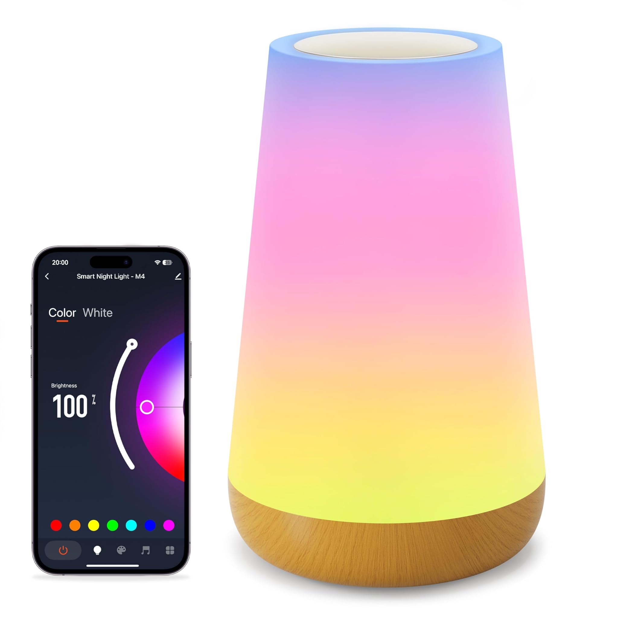 Auxmir Lampada da Comodino Smart, Lampada da Tavolo Compatibile con Apple Homekit, Alexa e Google Home, Luce Notturna Wifi Vocale e Touch, LED Dimmerabile 256 Colori RGB, Lampada Comodino Intelligente