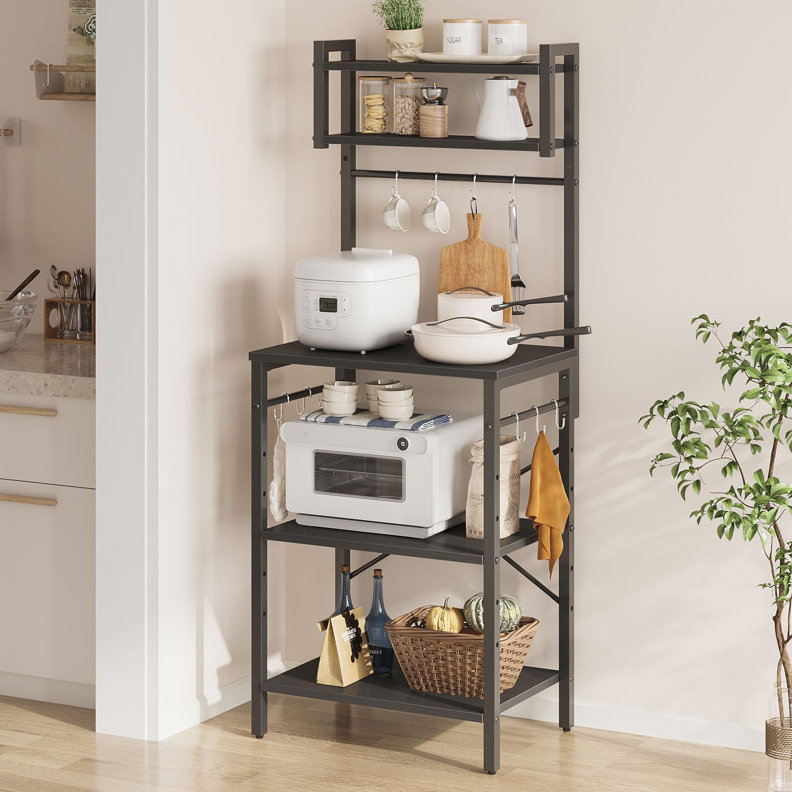 Bestier Scaffale da Cucina in Piedi 60x42x148cm, Nero