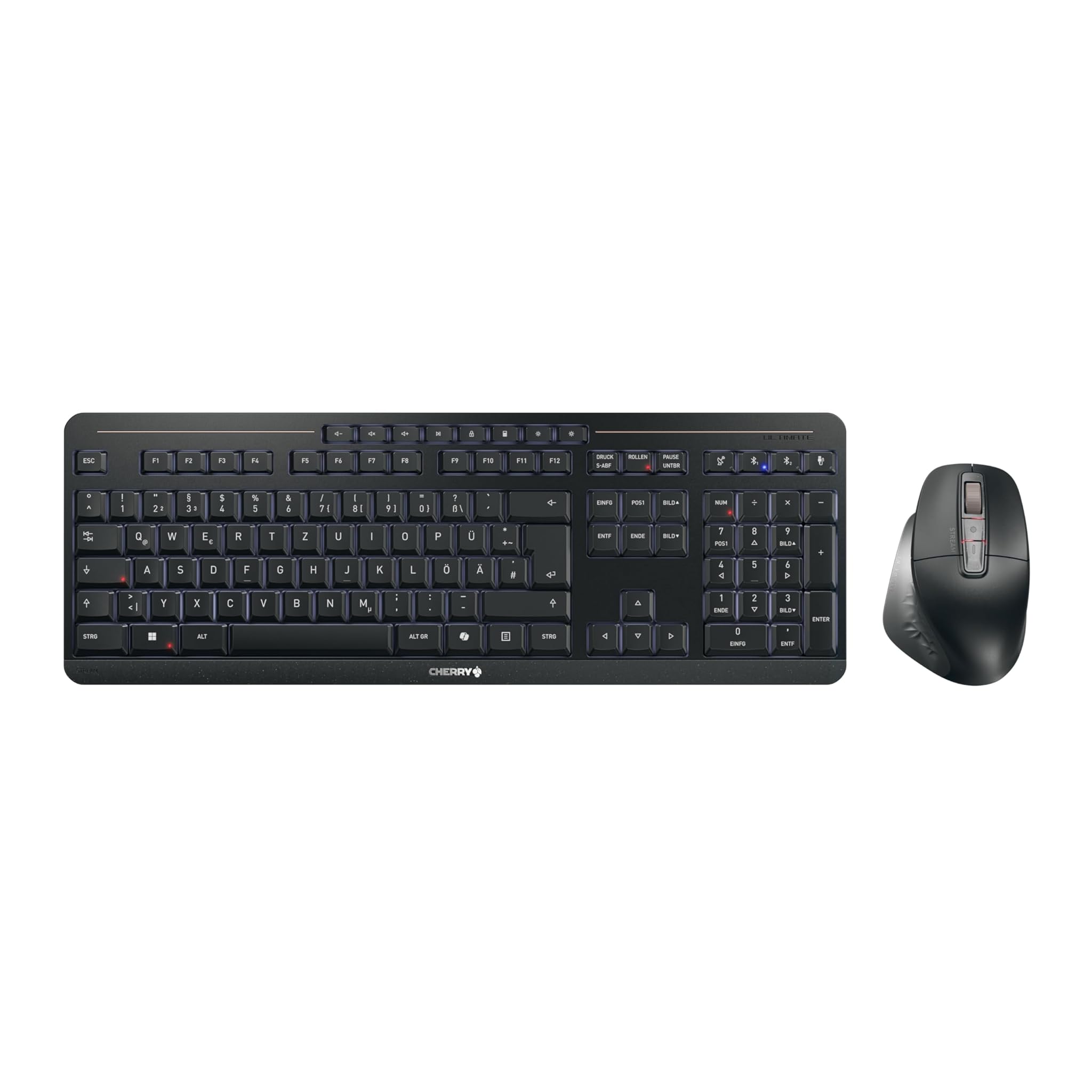 Cherry STREAM DESKTOP ULTIMATE - Set Tastiera e Mouse Wireless, Nero
