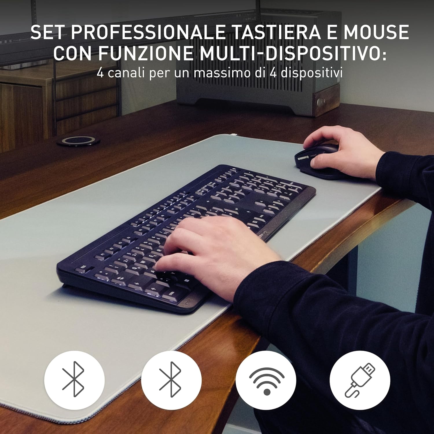Cherry STREAM DESKTOP ULTIMATE - Set Tastiera e Mouse Wireless, Nero - immagine 2