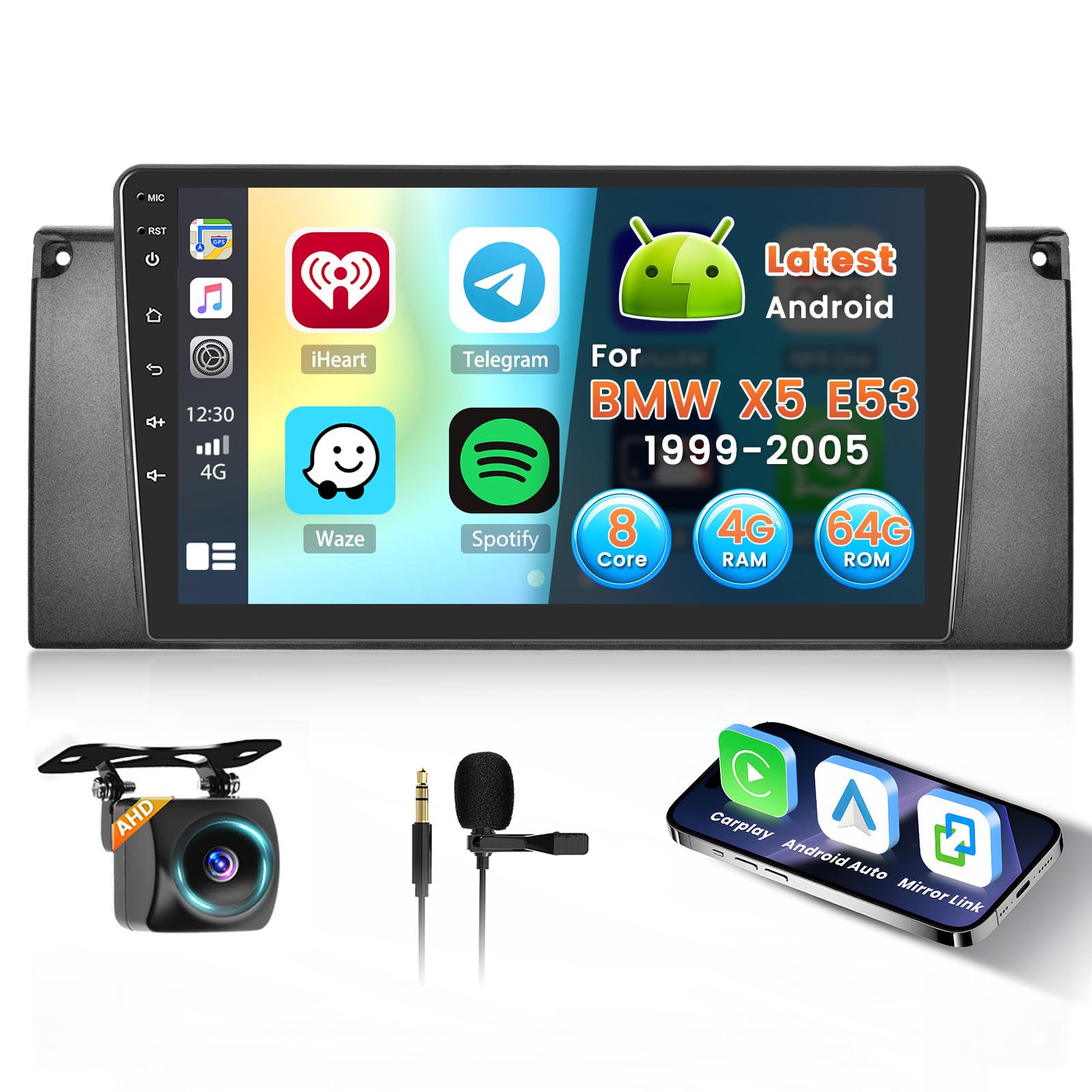 Inefala Autoradio Android 15 per BMW X5 E53 (1999-2005)