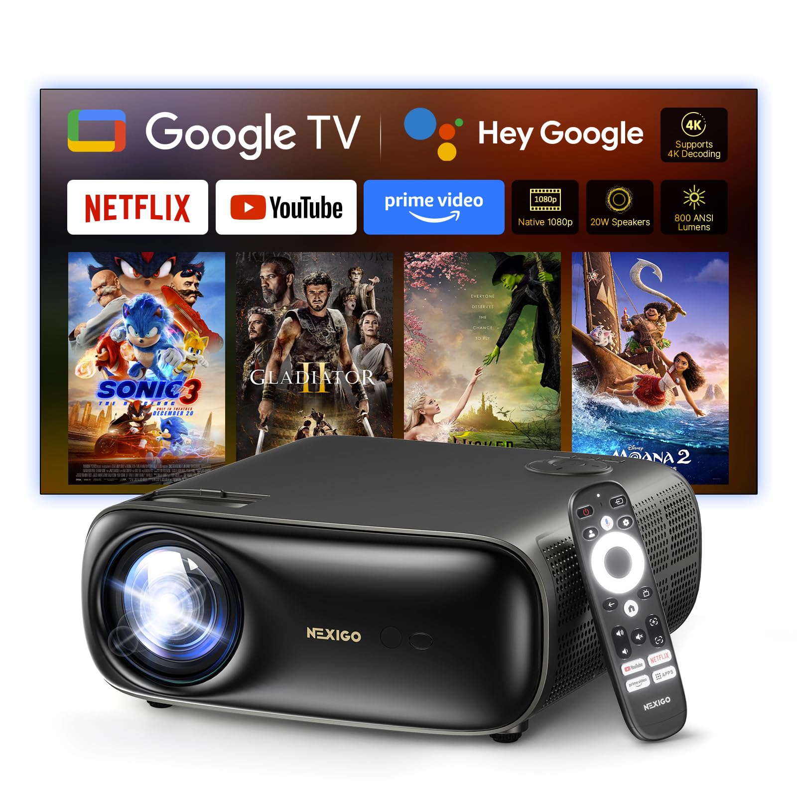 Nexigo Proiettore PJ40 Pro con Google TV 1080p