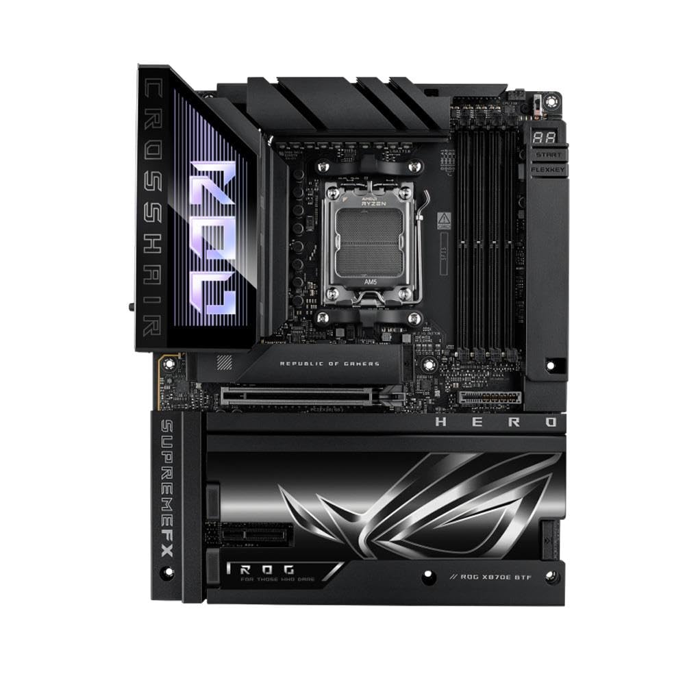 ASUS ROG CROSSHAIR X870E HERO BTF - Motherboard - ATX - Socket AM5 - AMD X870E Chipsatz - USB4, USB 3.2 Gen 2, USB-C 3.2 Gen2, USB 3.2 Gen 1, USB-C 3.2 Gen 2x2 - Wi-Fi 7, 2.5 Gigabit LAN, 5 Gigabit E