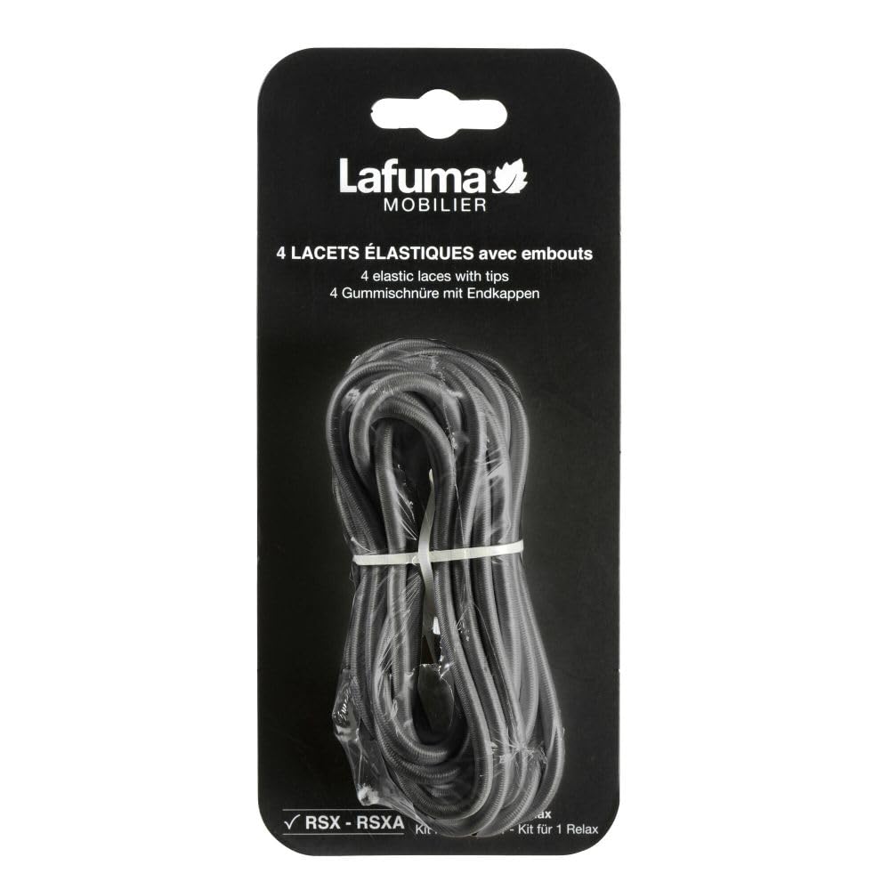 Lafuma Mobilier Set 4 Lacci Elastici con Punte, Nero