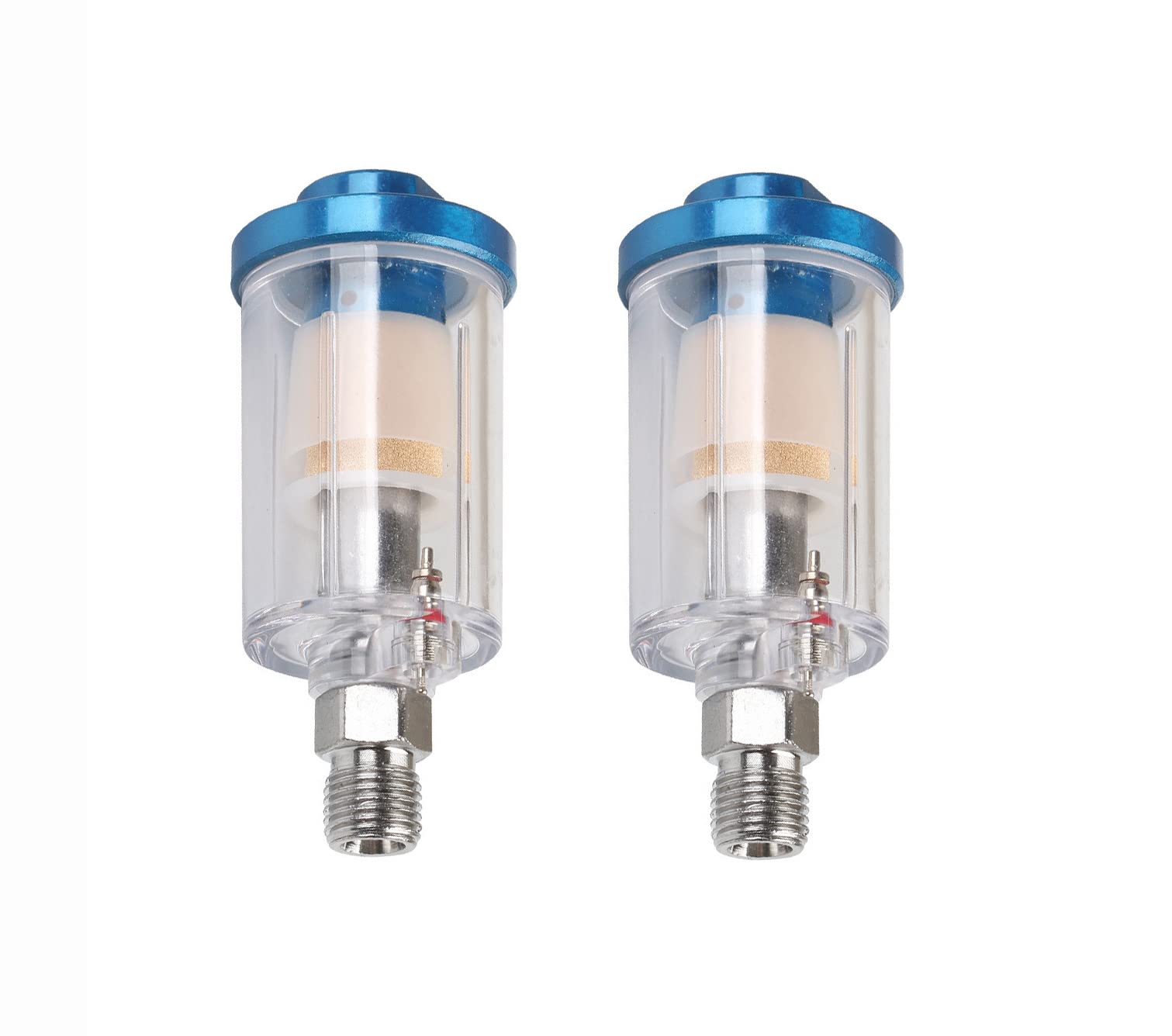 2 filtri separatori di olio per acqua, filtro aerografo, separatore di umidità per raccordi per compressori ad aria, ingresso e uscita NPT da 1/4 di pollice