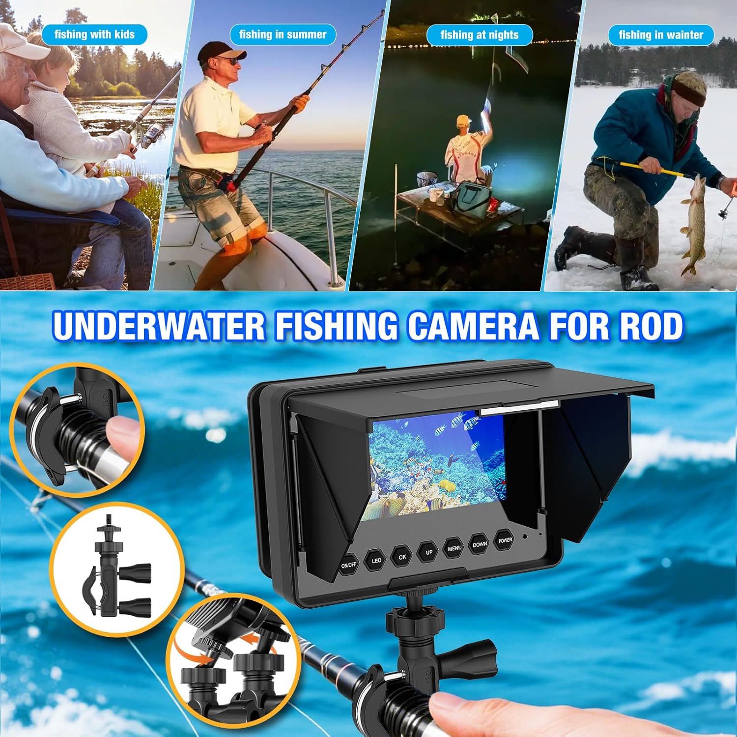 Fishfinder con Monitor IPS 4.3" e Telecamera Subacquea HD - immagine 6