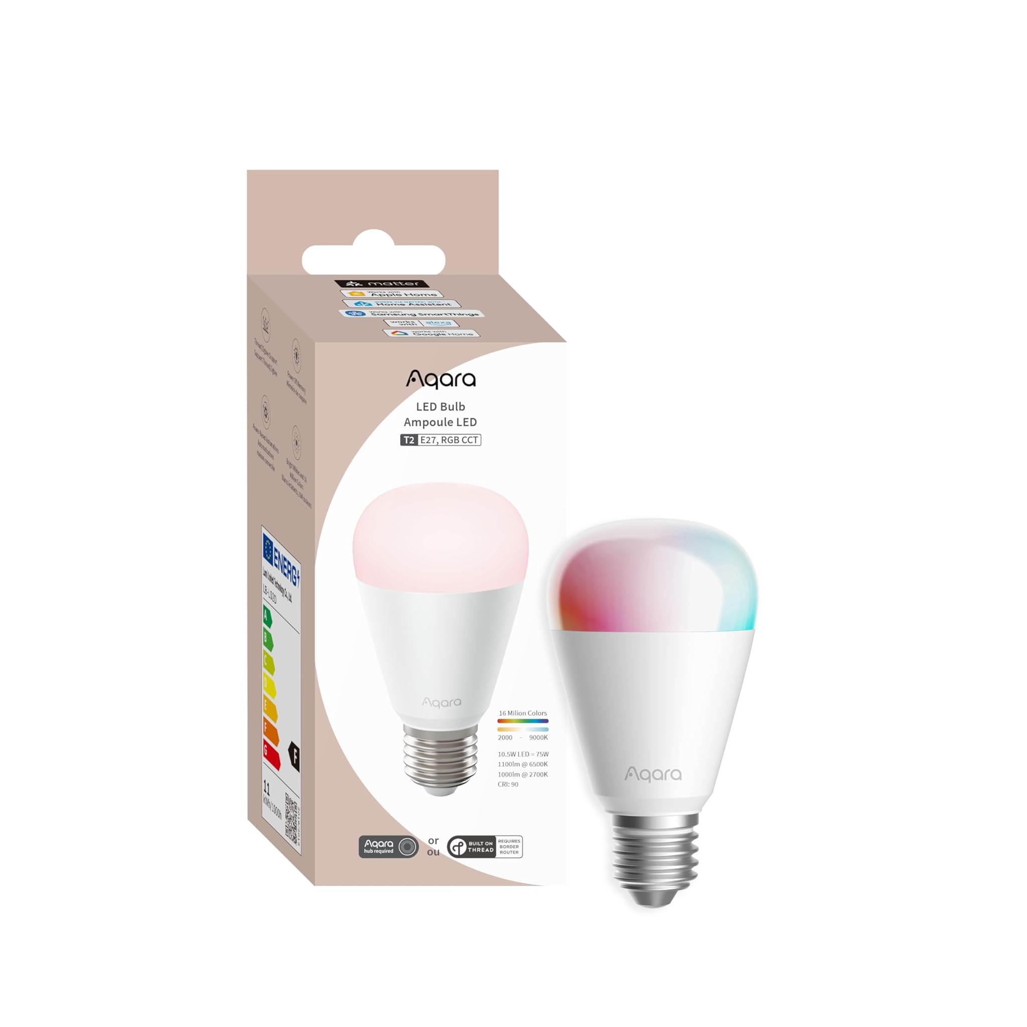 Aqara Lampadina LED T2 E27 RGB, Bianco Sintonizzabile