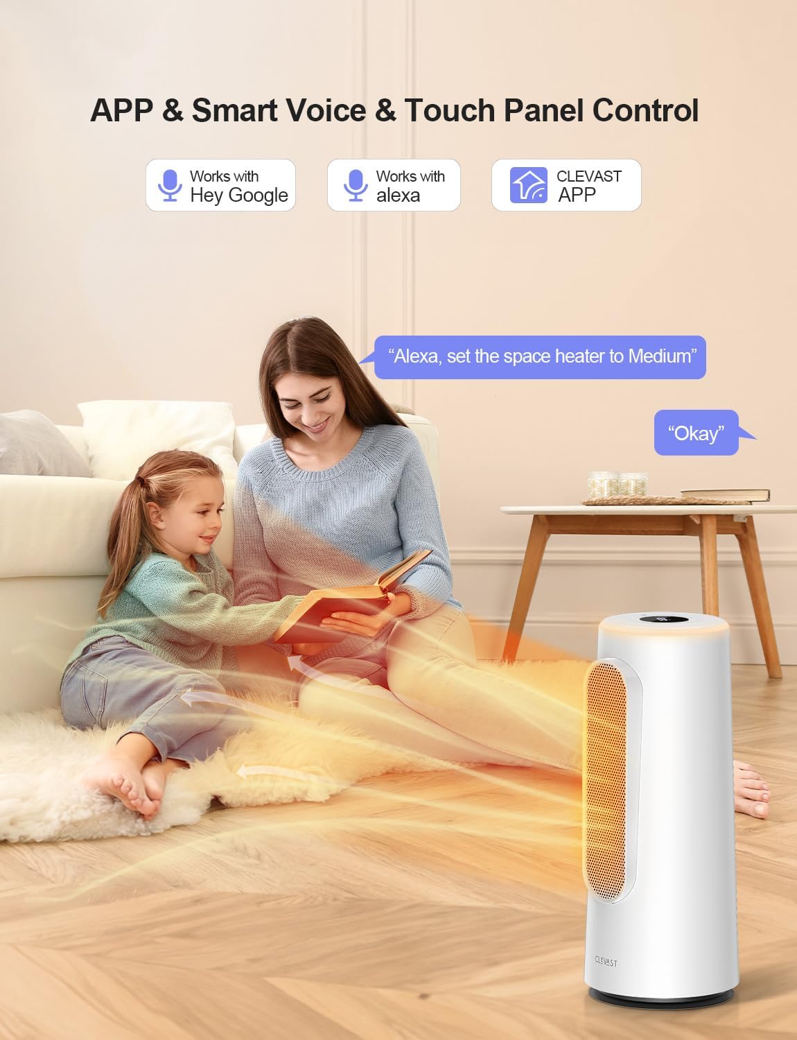 Clevast Termoventilatore Ceramica 1500W Oscillante - immagine 2