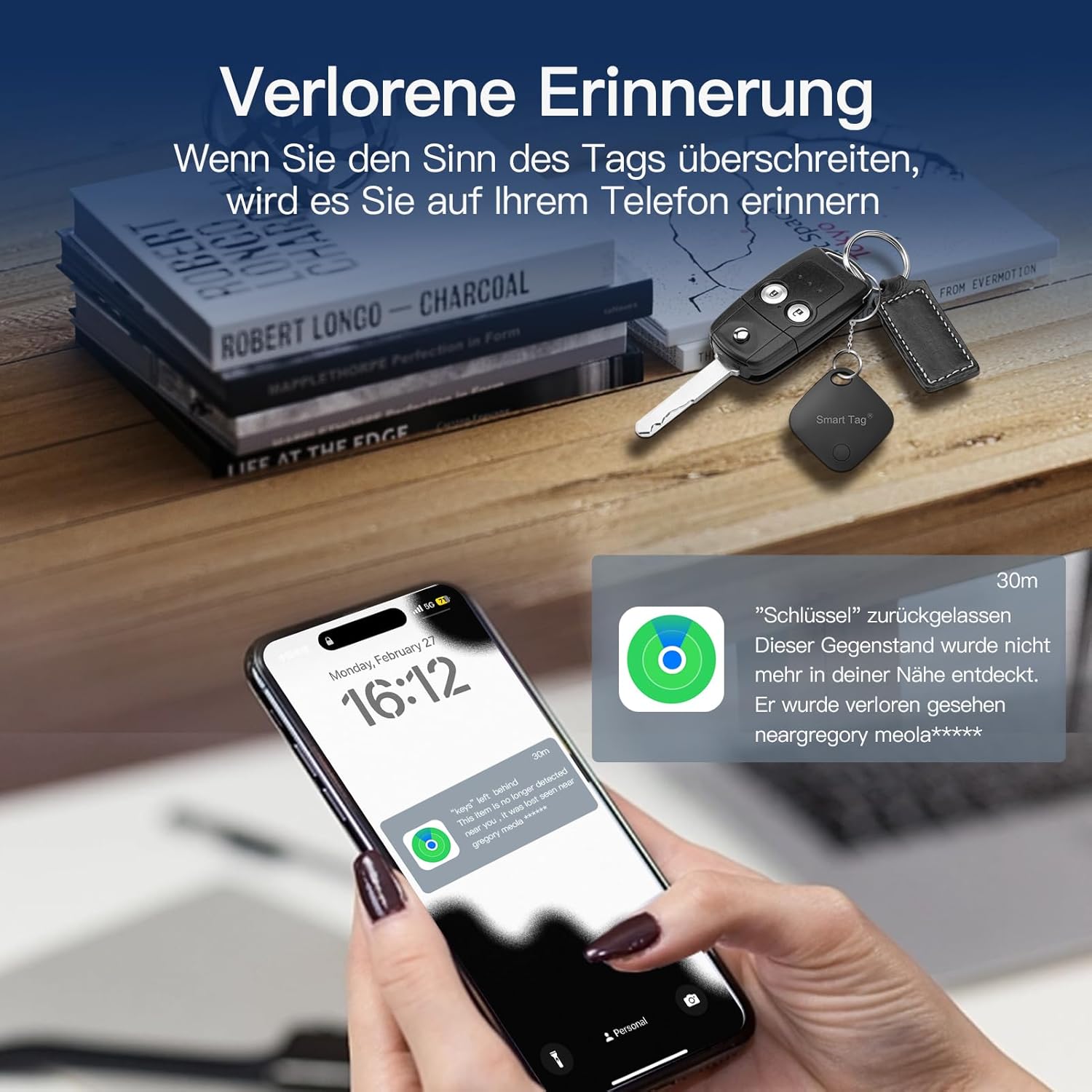 Rsh - Tracker per Chiavi Compatibile Apple “Dov’è?” (4 pz) - immagine 4