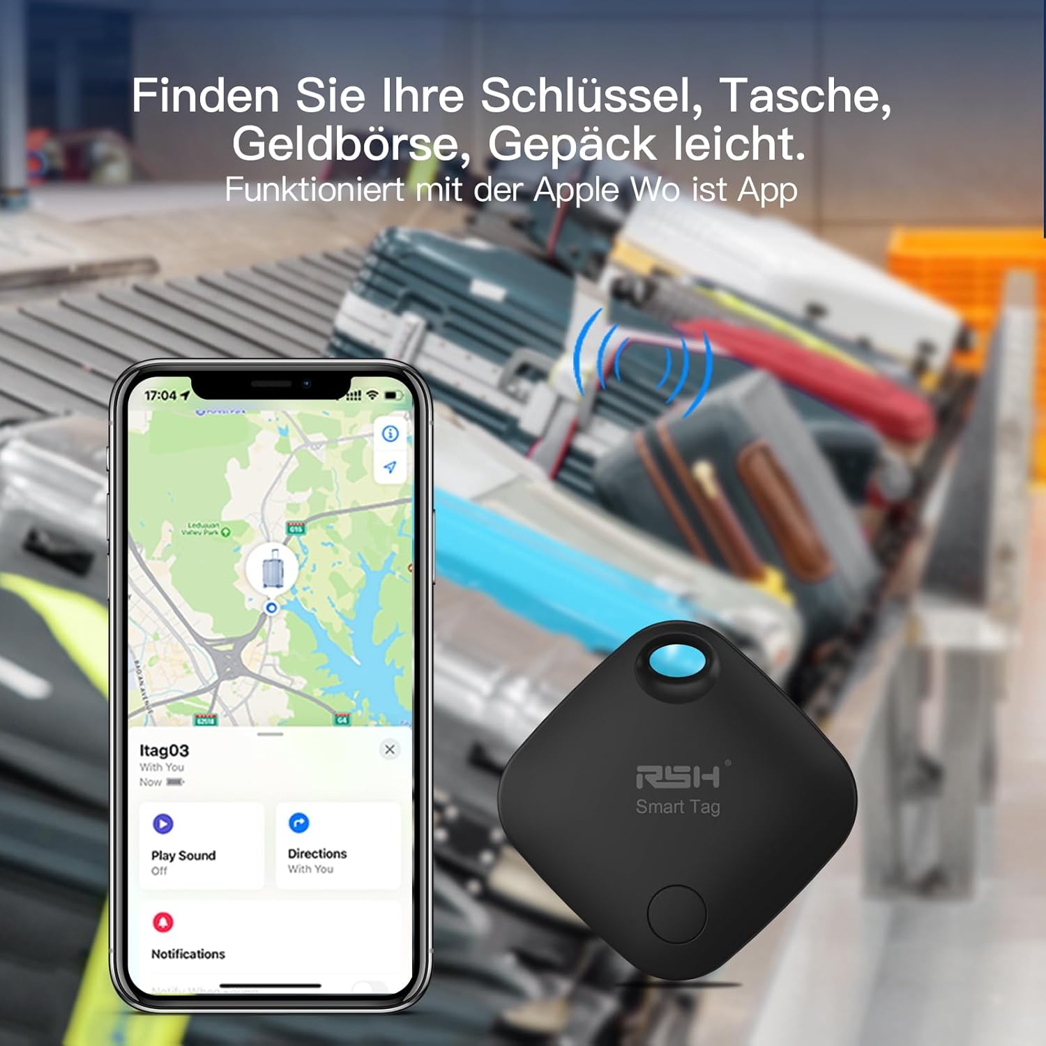 Rsh - Tracker per Chiavi Compatibile Apple “Dov’è?” (4 pz) - immagine 5