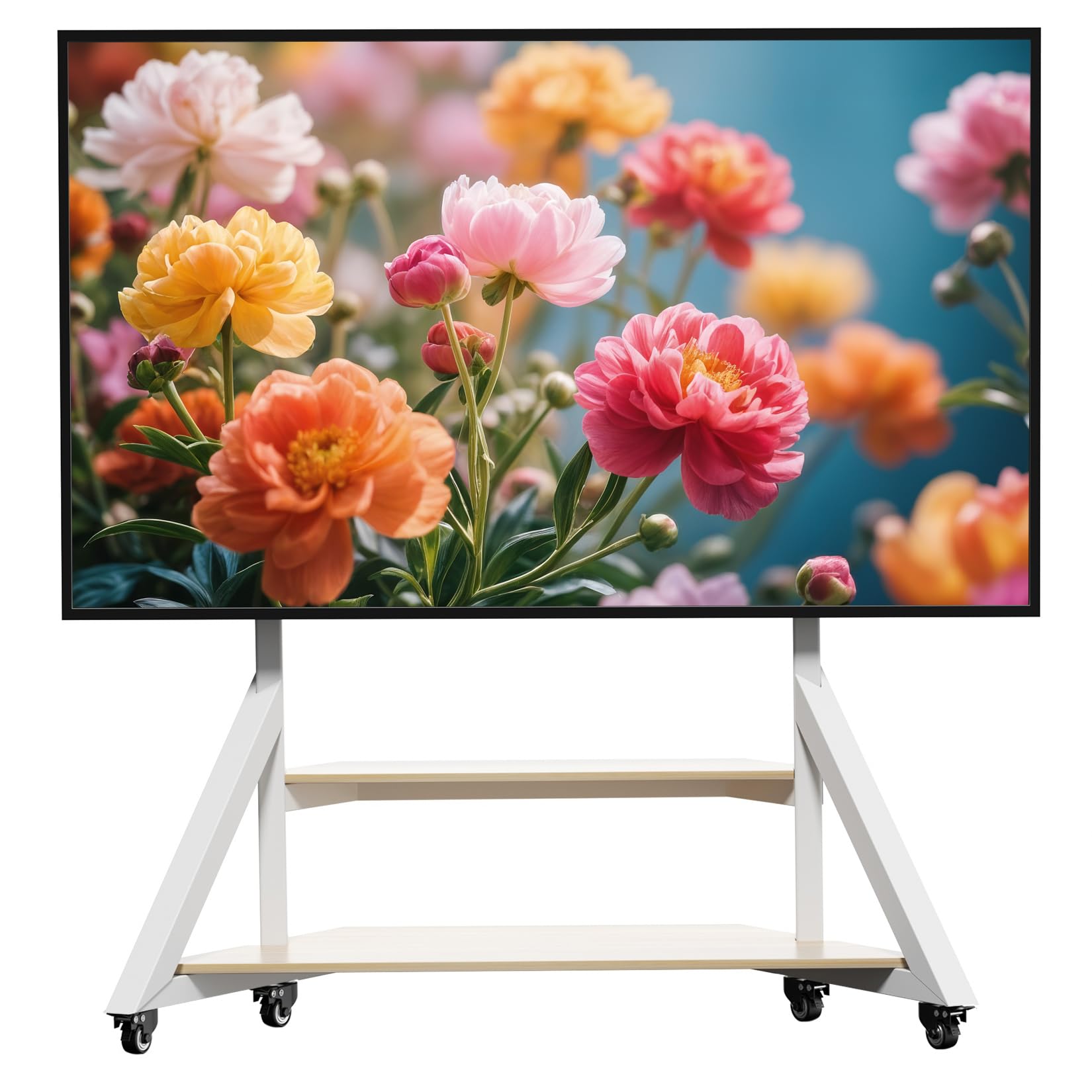 Unho Supporto TV da Pavimento con Ruote Bianco