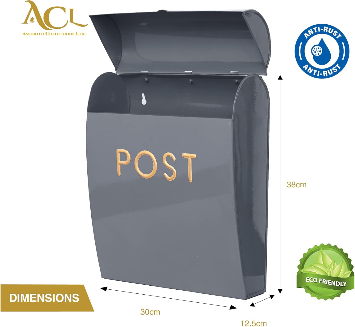 Assorted Collections Cassetta Postale da Parete, Grigia - immagine 3