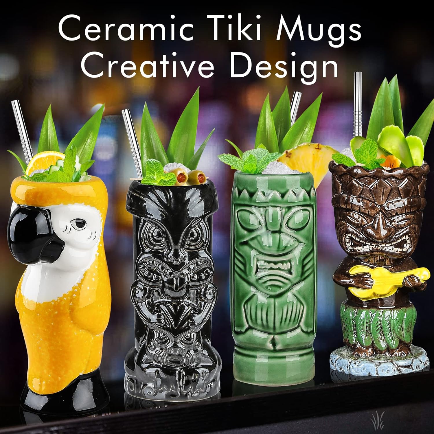 Tiki Bicchieri per Cocktail Set di 4 in Ceramica - immagine 3