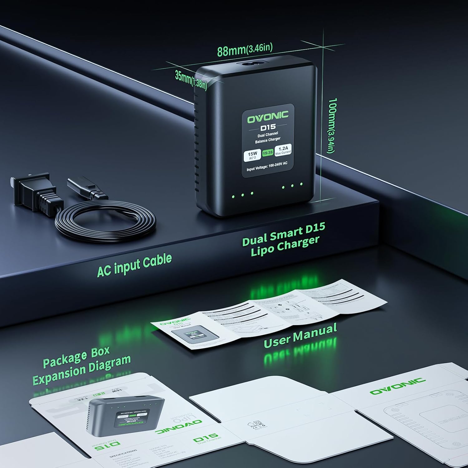 Ovonic D15 Lipo - Caricatore Doppio Canale 15W - immagine 5