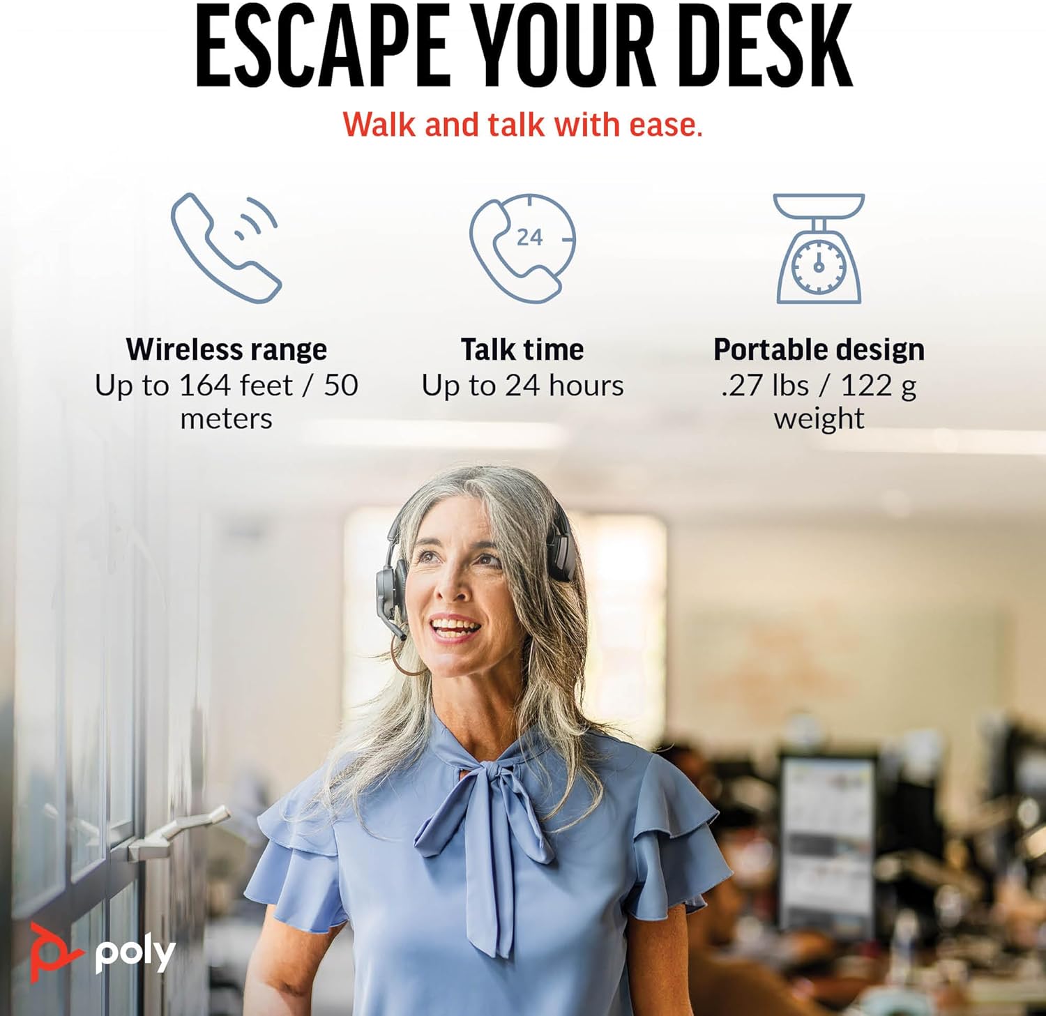 Poly Voyager 4310 UC - Cuffia Monoaurale Wireless, Nero - immagine 4