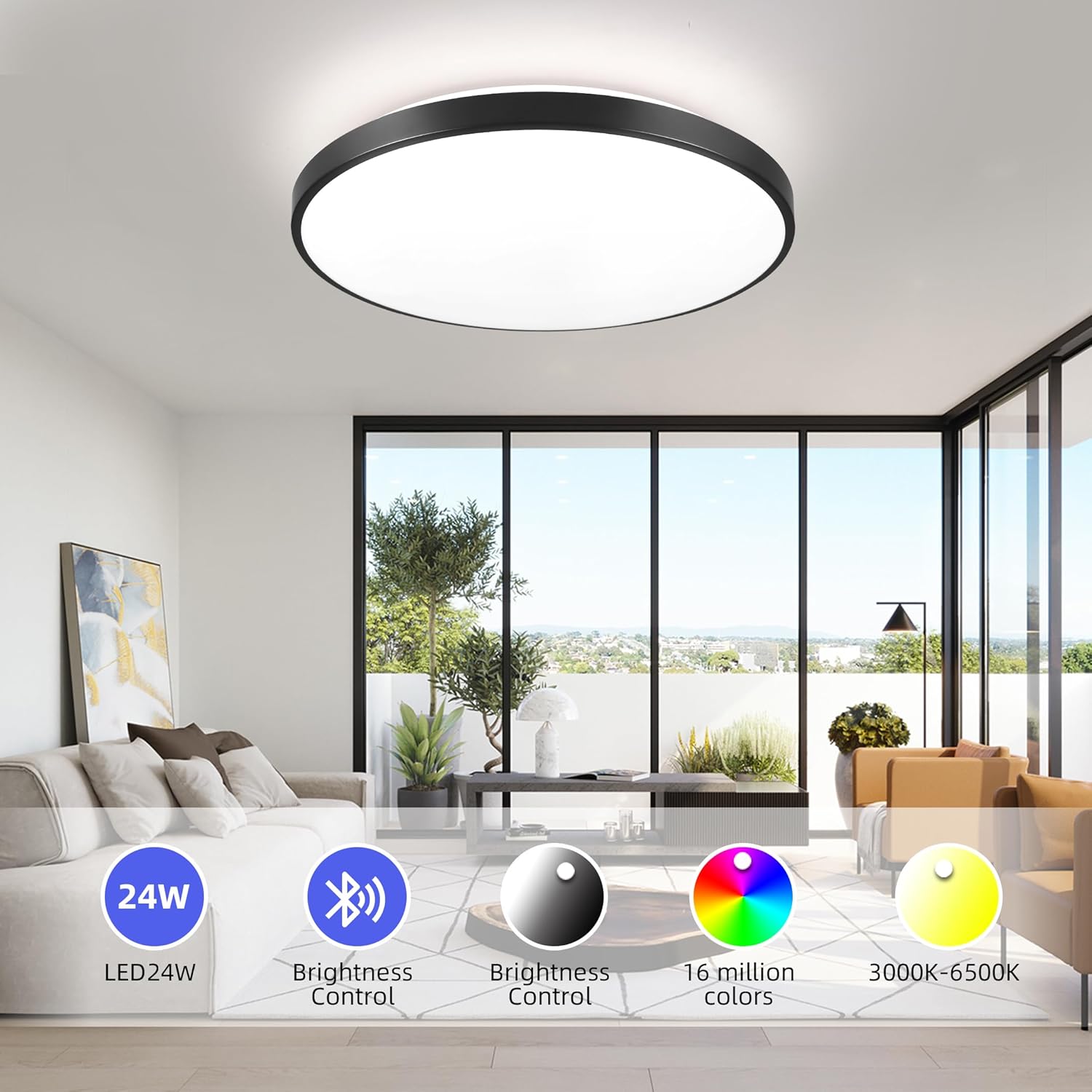 Horevo Plafoniera LED Incasso 40cm Nera - immagine 2