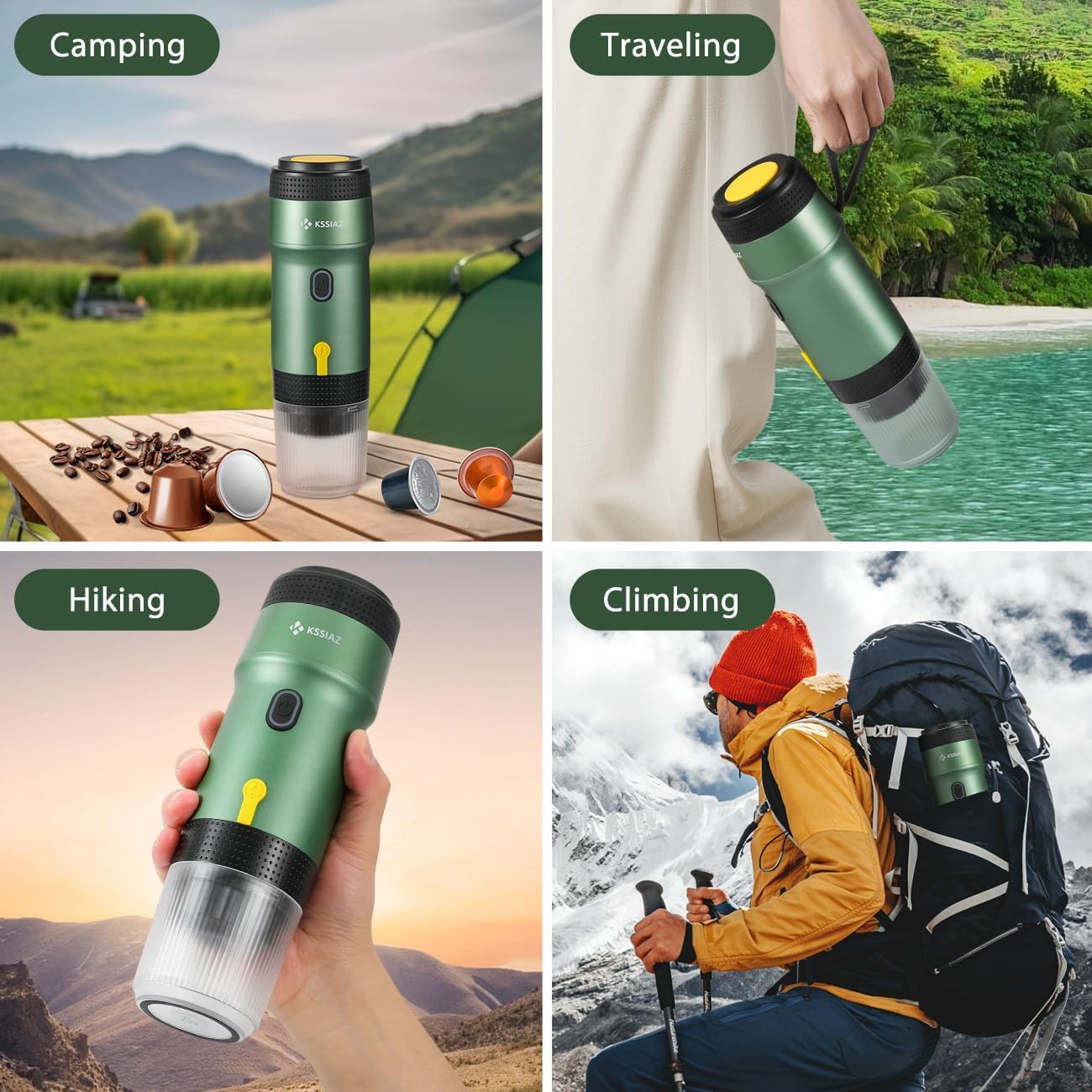 Macchina Caffè Espresso Portatile Elettrica, Verde - immagine 6