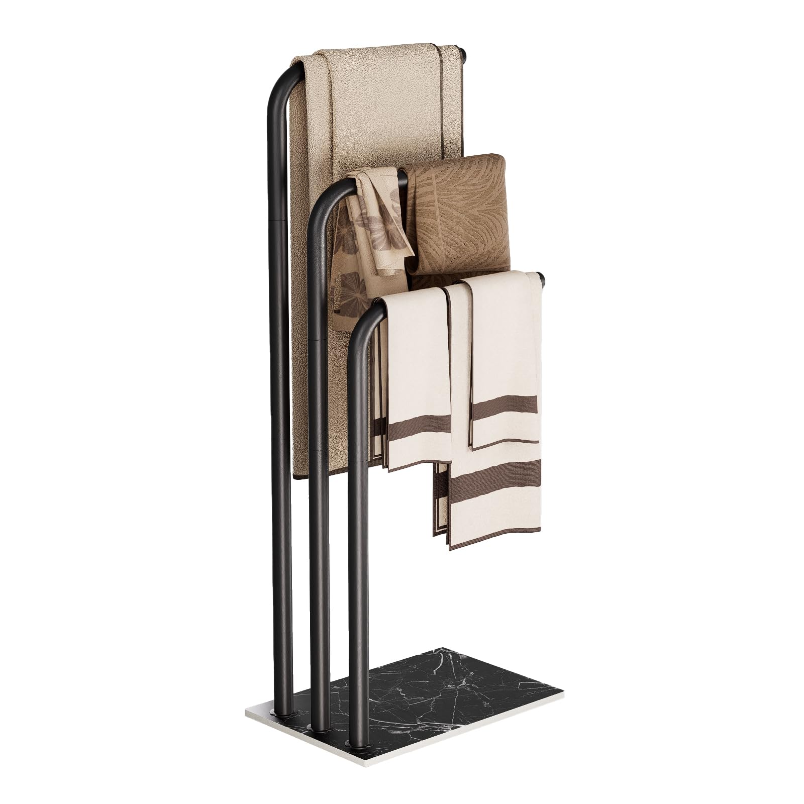 Yawinhe Portasciugamani in Piedi 3 Barre Acciaio Inox, Nero
