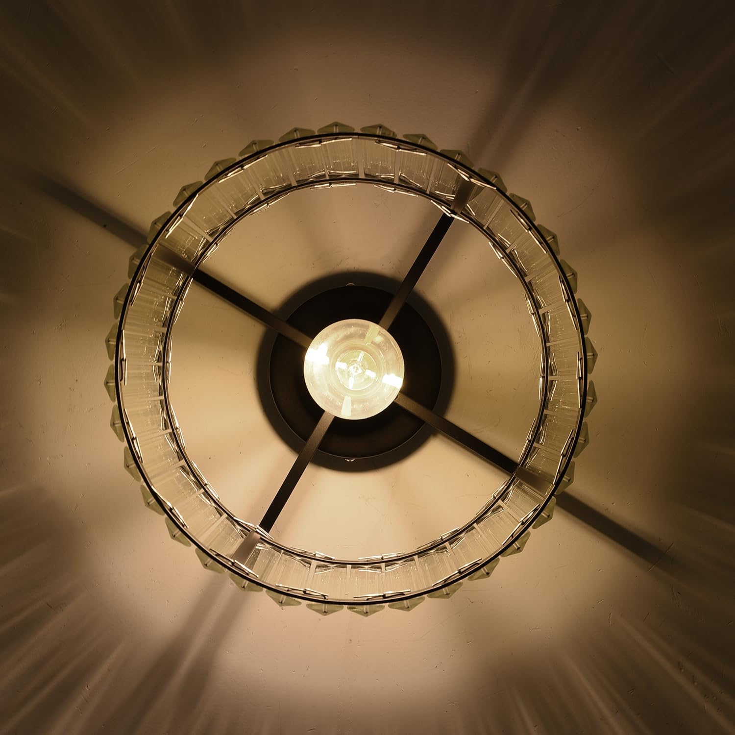 Anwio Lampadario Cristallo Nero 1 Luce E27 - immagine 6