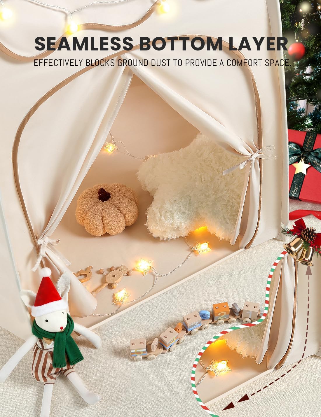 Besrey Tenda Gioco Bambini a Castello con Luci, Beige - immagine 4