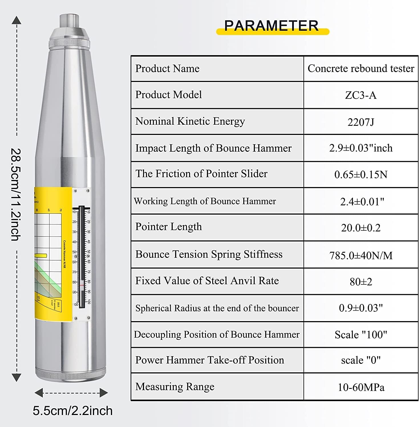 Cgoldenwall Sclerometro per Calcestruzzo ZC3-A - immagine 7