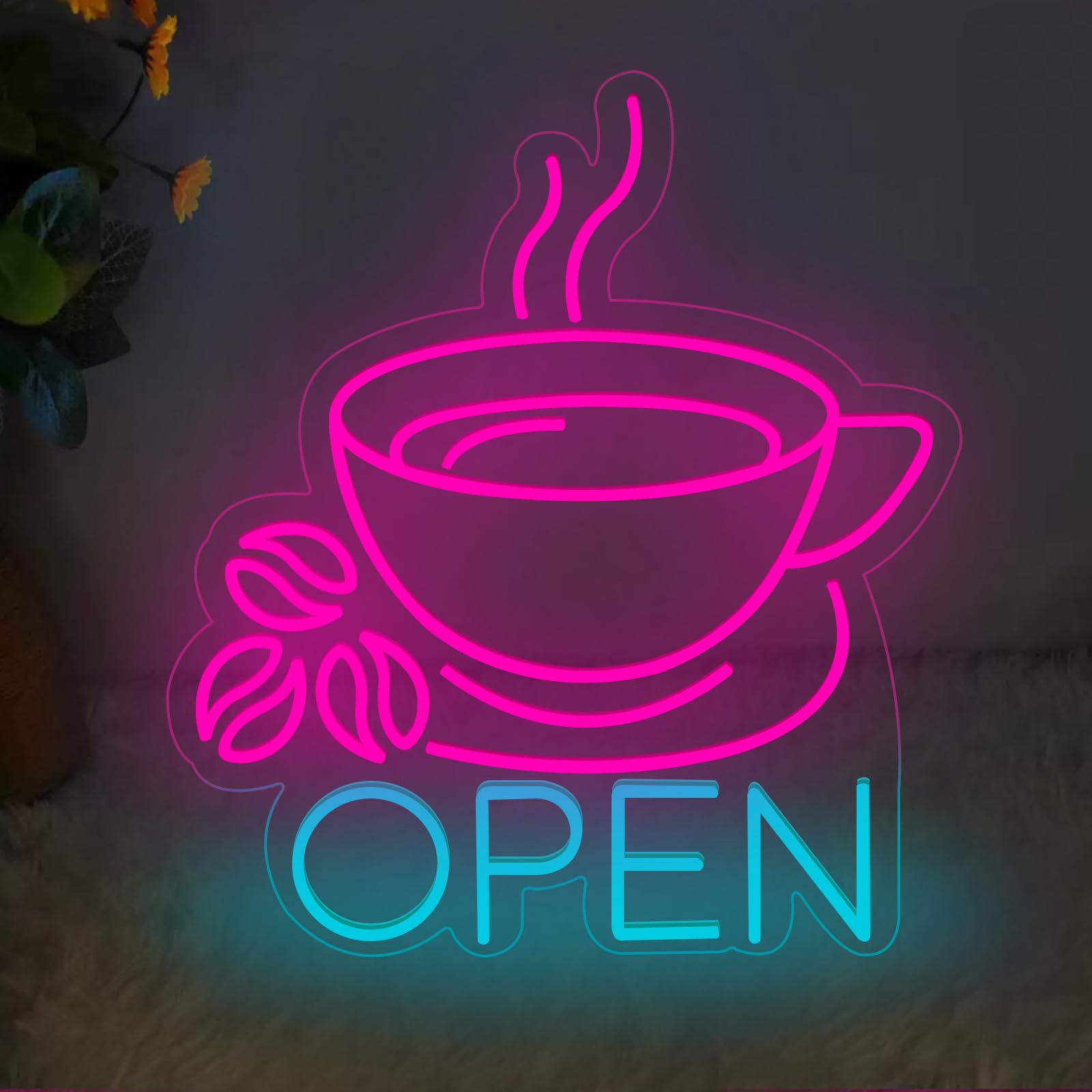 Coffee Open - Targa al Neon Dimmerabile USB