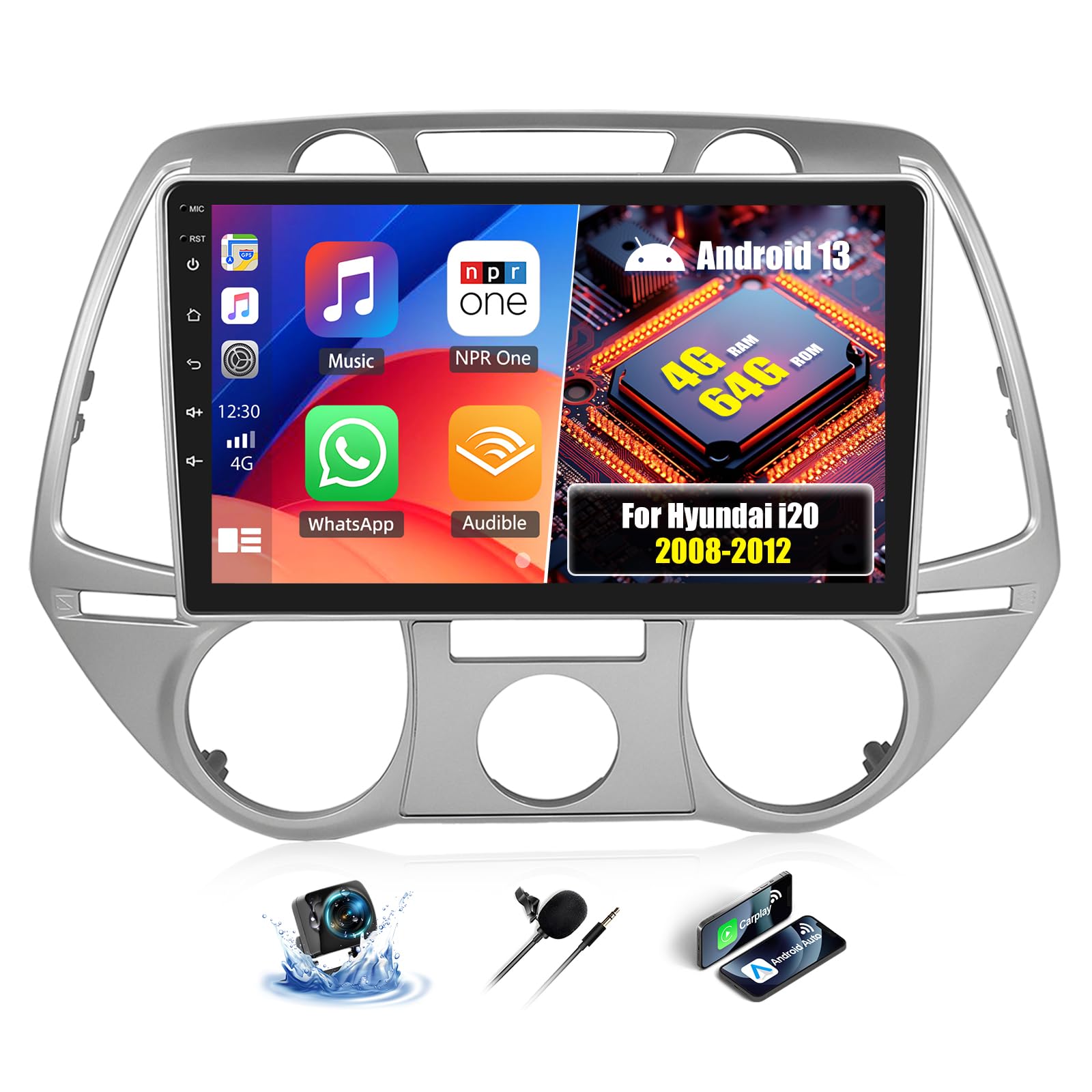 Oiliehu Android 13 Autoradio 2 Din per Hyundai i20 2008-2012 9''