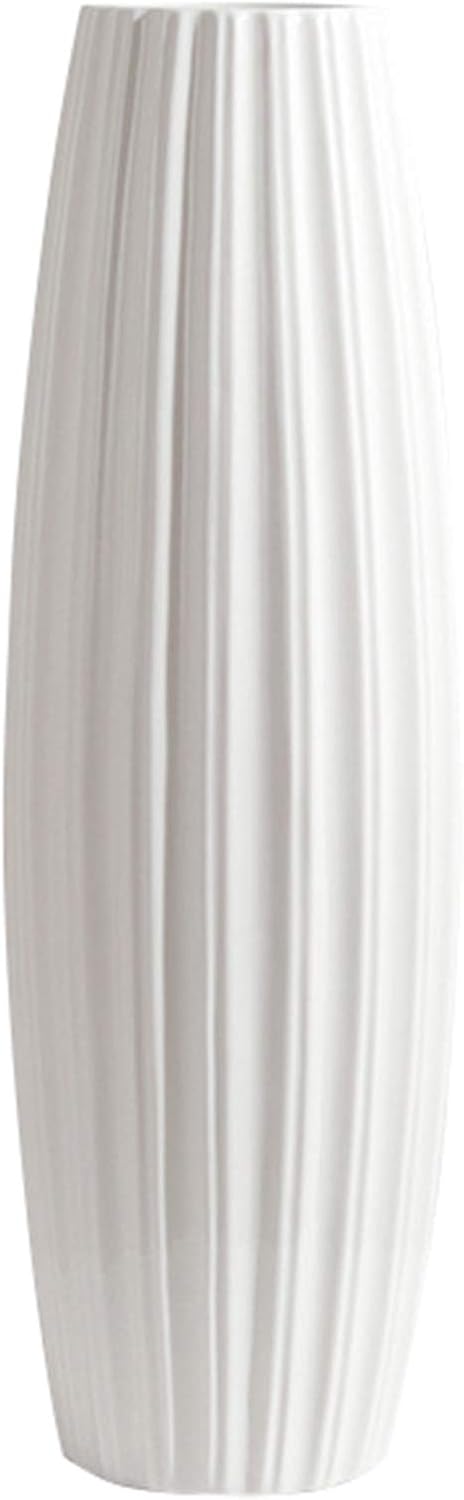 Fanquare Vaso da Pavimento a Righe Bianche, Altezza 45cm - immagine 1