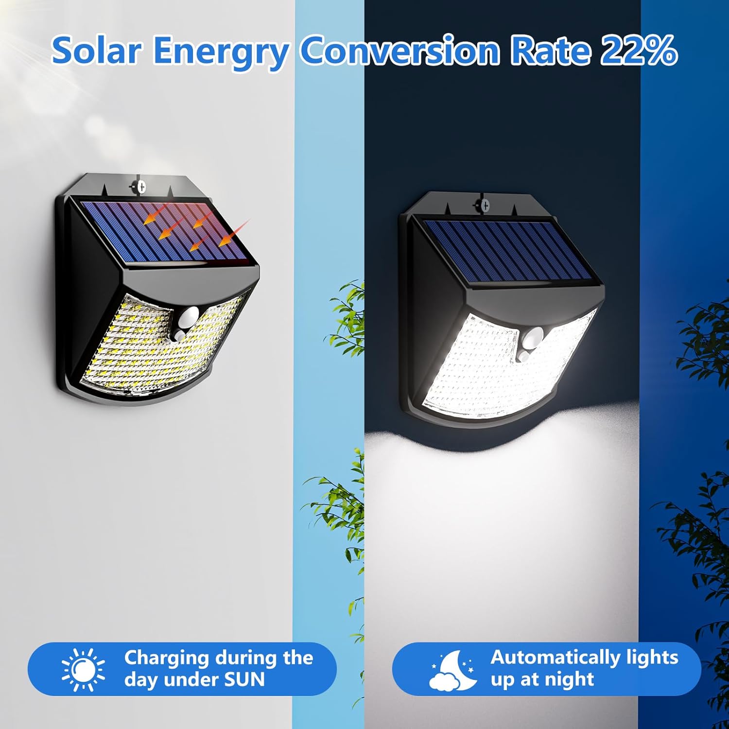 Luce Solare LED Esterno con Sensore Movimento 4 Pezzi - immagine 3