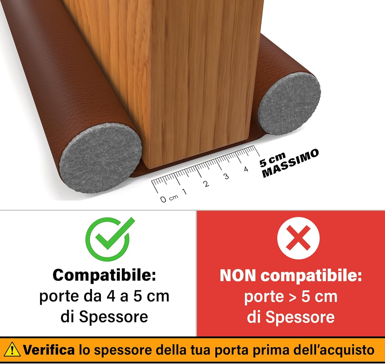 Paraspifferi Sottoporta 93cm, Marrone - immagine 2