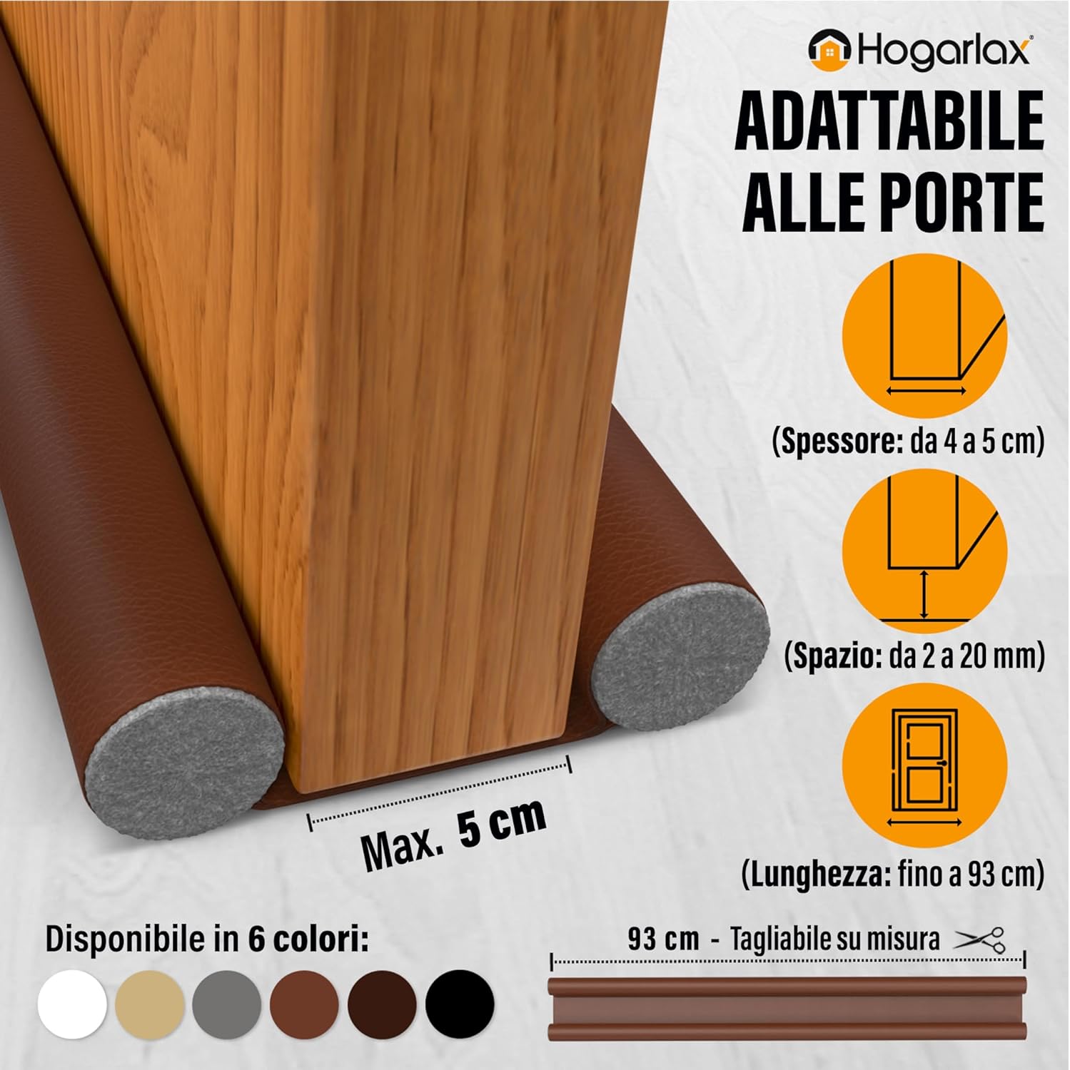 Paraspifferi Sottoporta 93cm, Marrone - immagine 3