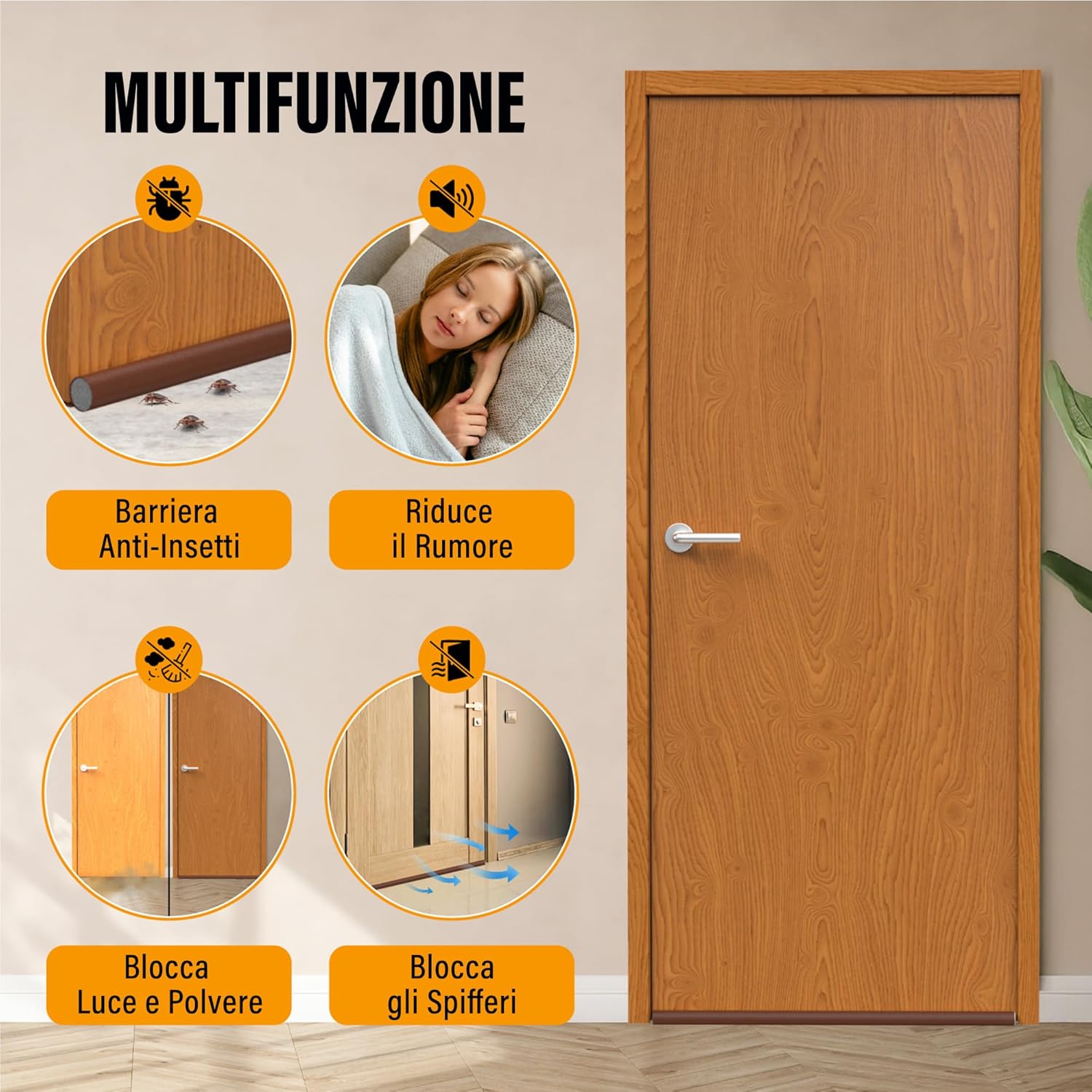 Paraspifferi Sottoporta 93cm, Marrone - immagine 4