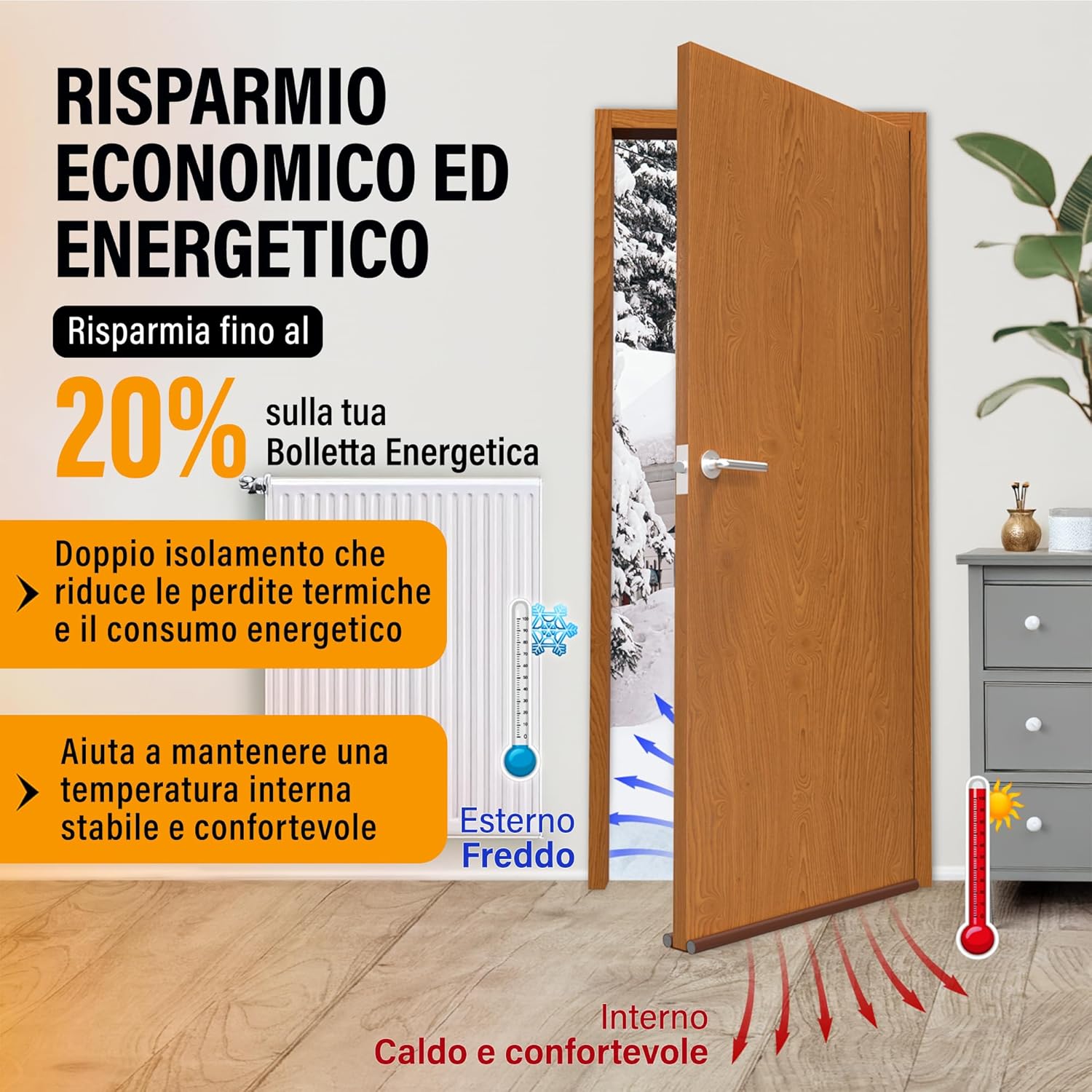 Paraspifferi Sottoporta 93cm, Marrone - immagine 5