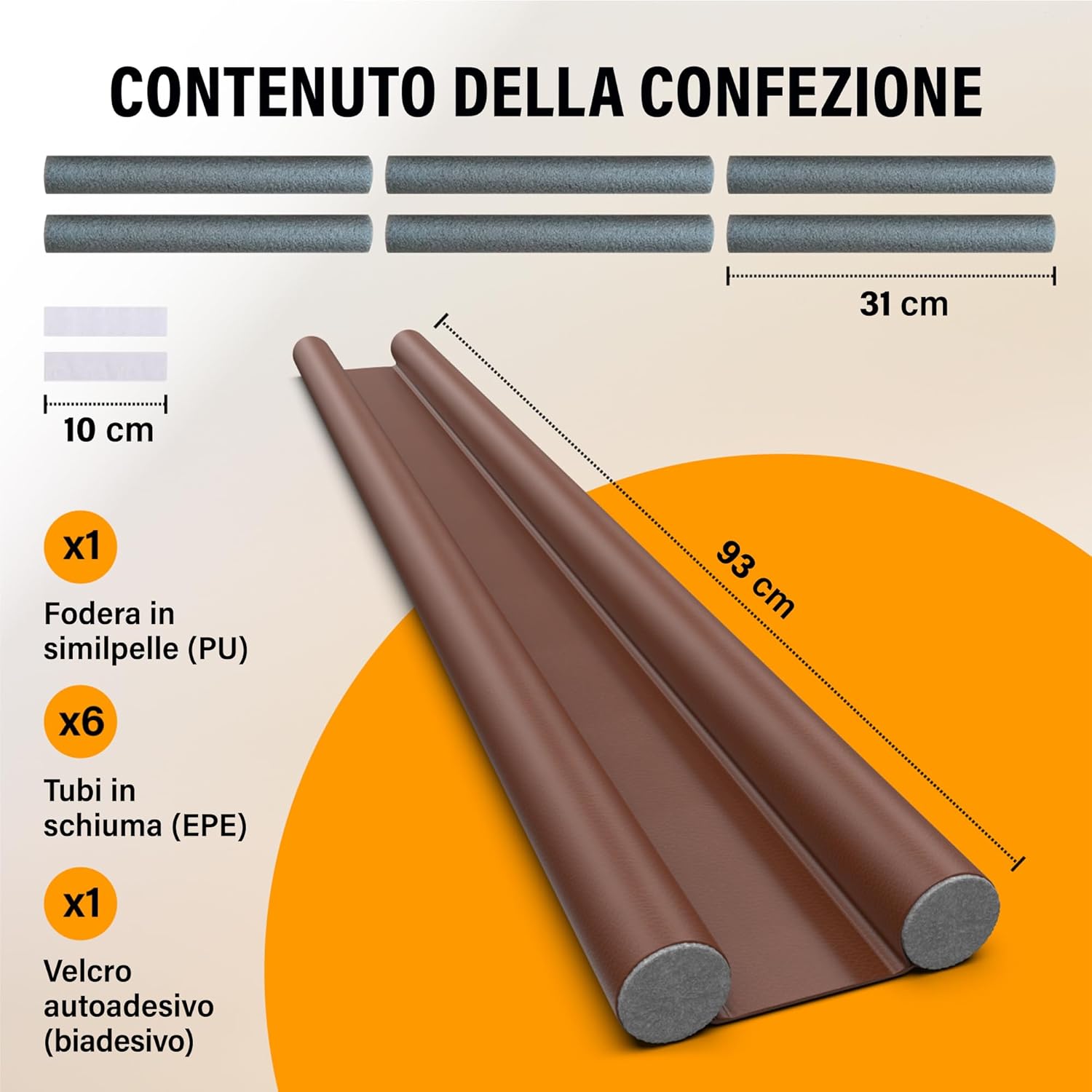 Paraspifferi Sottoporta 93cm, Marrone - immagine 7