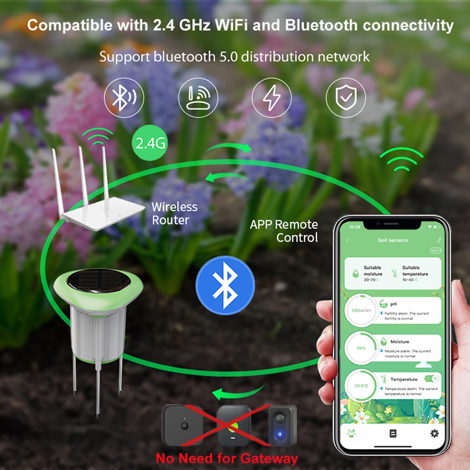 Sensore di Umidità del Suolo WiFi Solare e Bluetooth - immagine 2