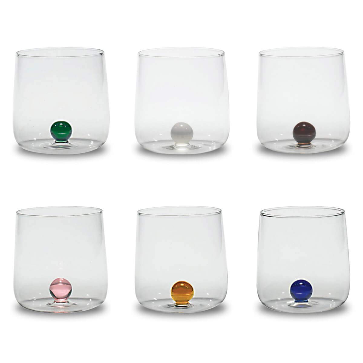 Zafferano Bilia Tumbler - Set di 6 Bicchieri Acqua Trasparenti