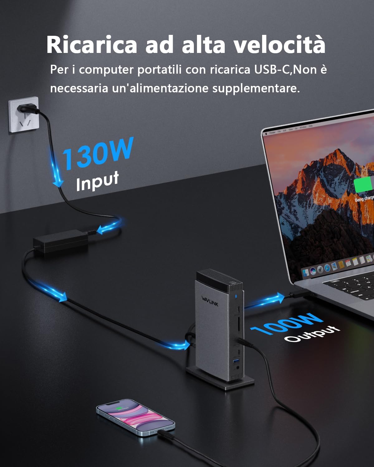 Wavlink Docking Station USB C Triplo Display 4K@60Hz - immagine 5