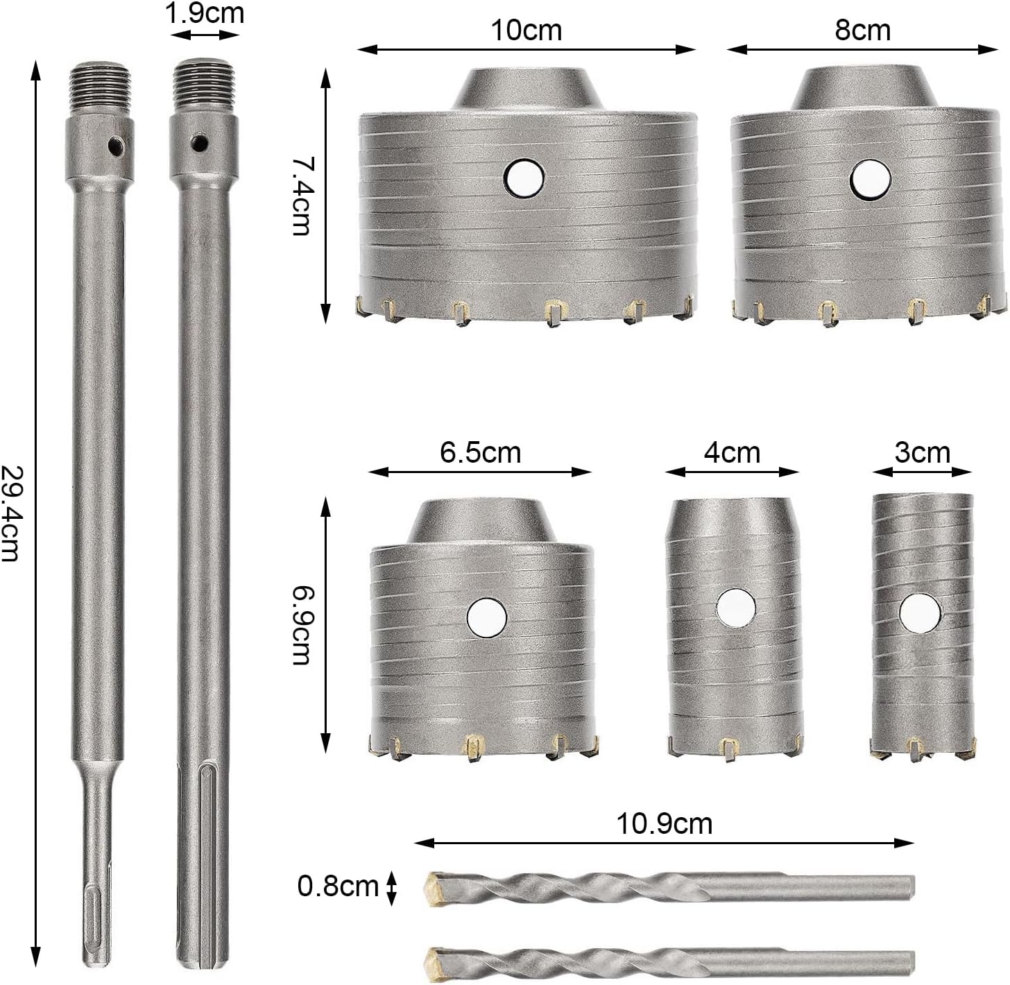 Set 9 Seghe a Tazza per Calcestruzzo con Codolo - immagine 5