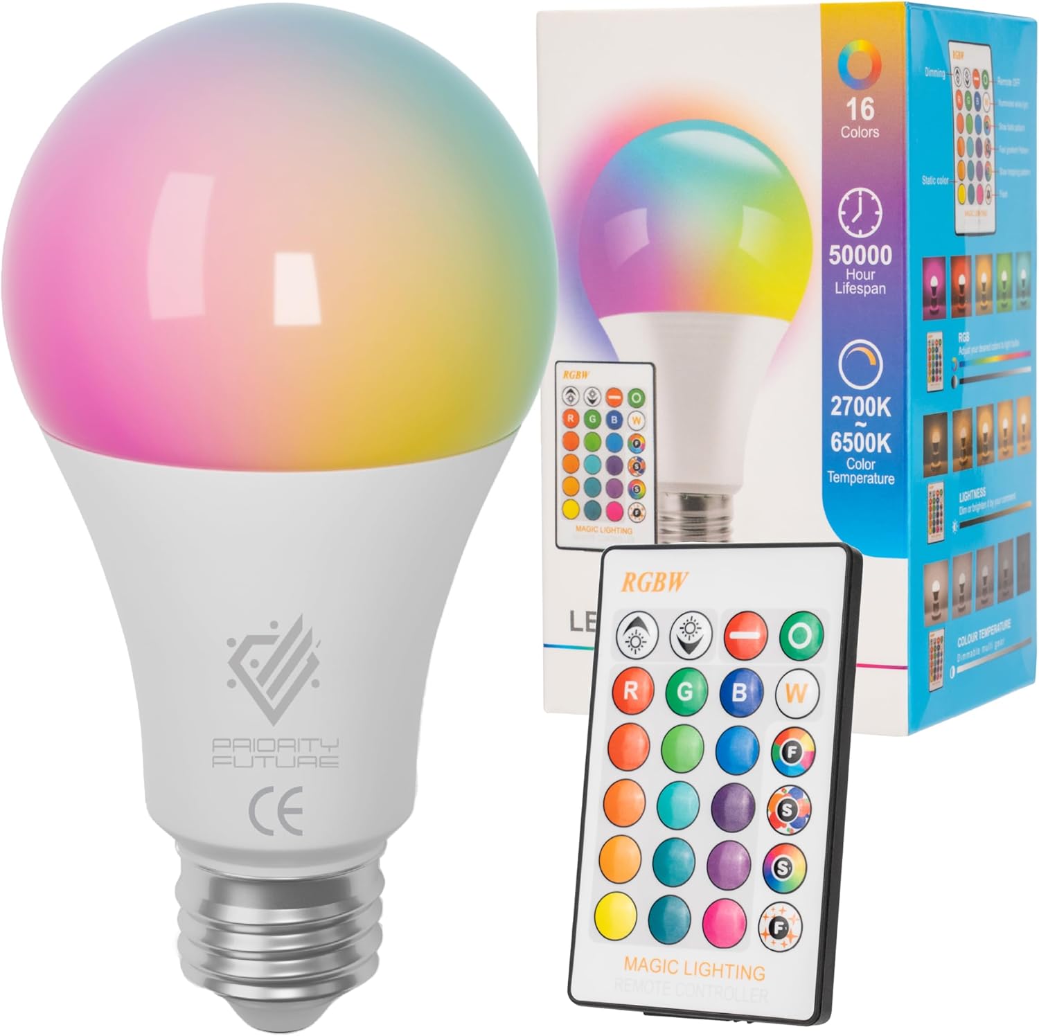 Lampadina LED RGBW E27 con Telecomando - immagine 1