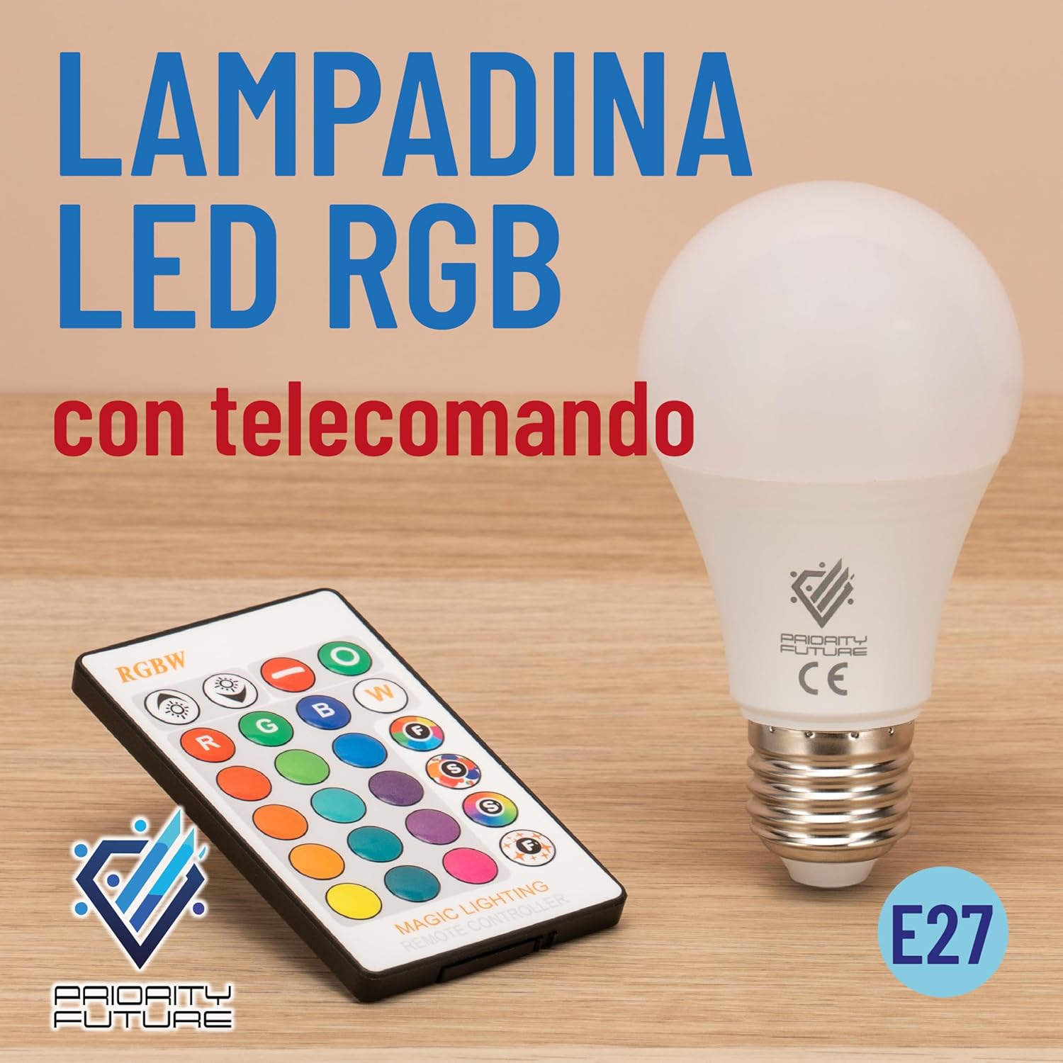 Lampadina LED RGBW E27 con Telecomando - immagine 2