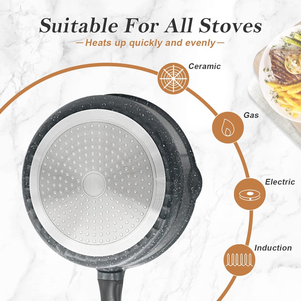 Padella Antiaderente 24cm in Alluminio con Coperchio - immagine 4