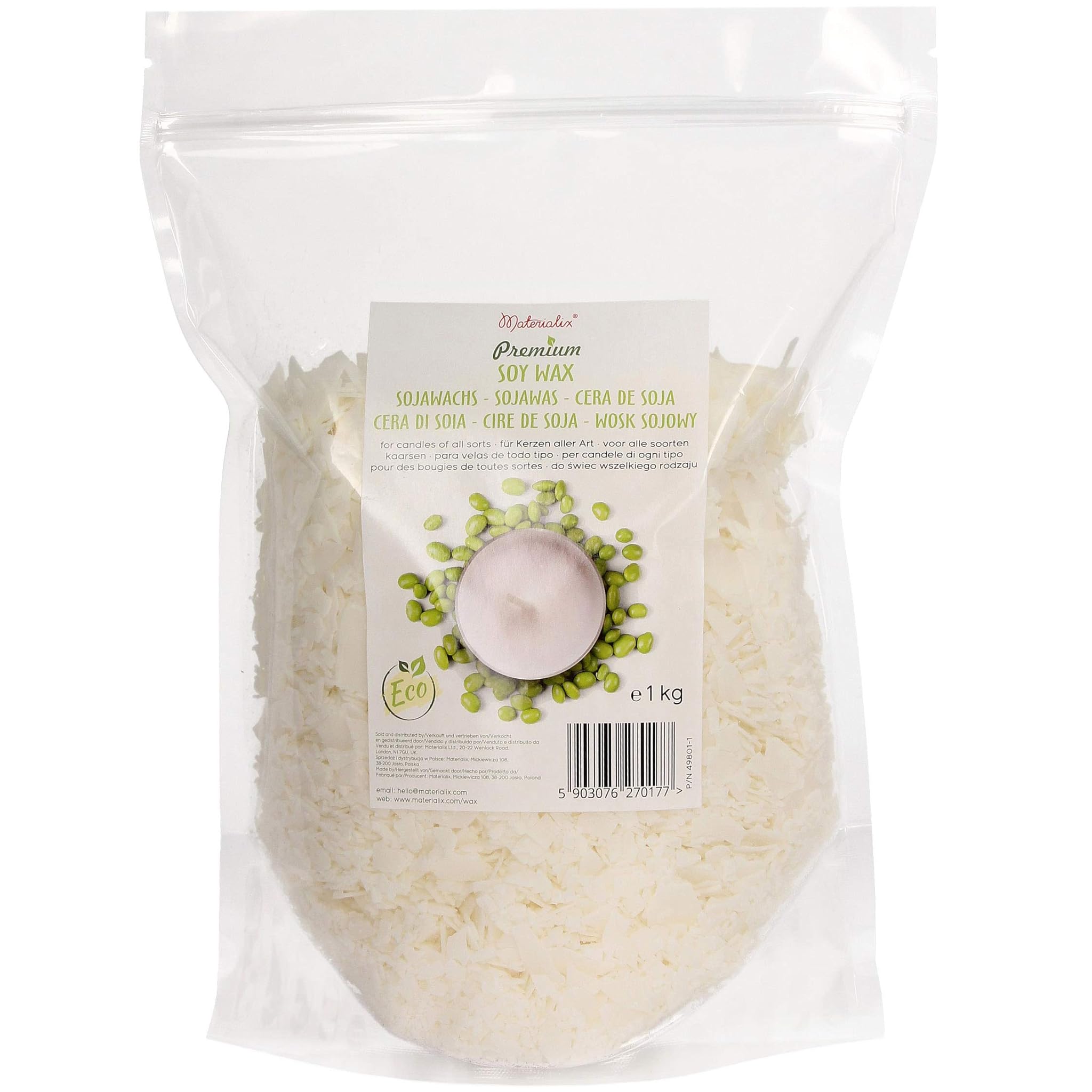 Materialix Cera di Soia Premium per Candele 1kg
